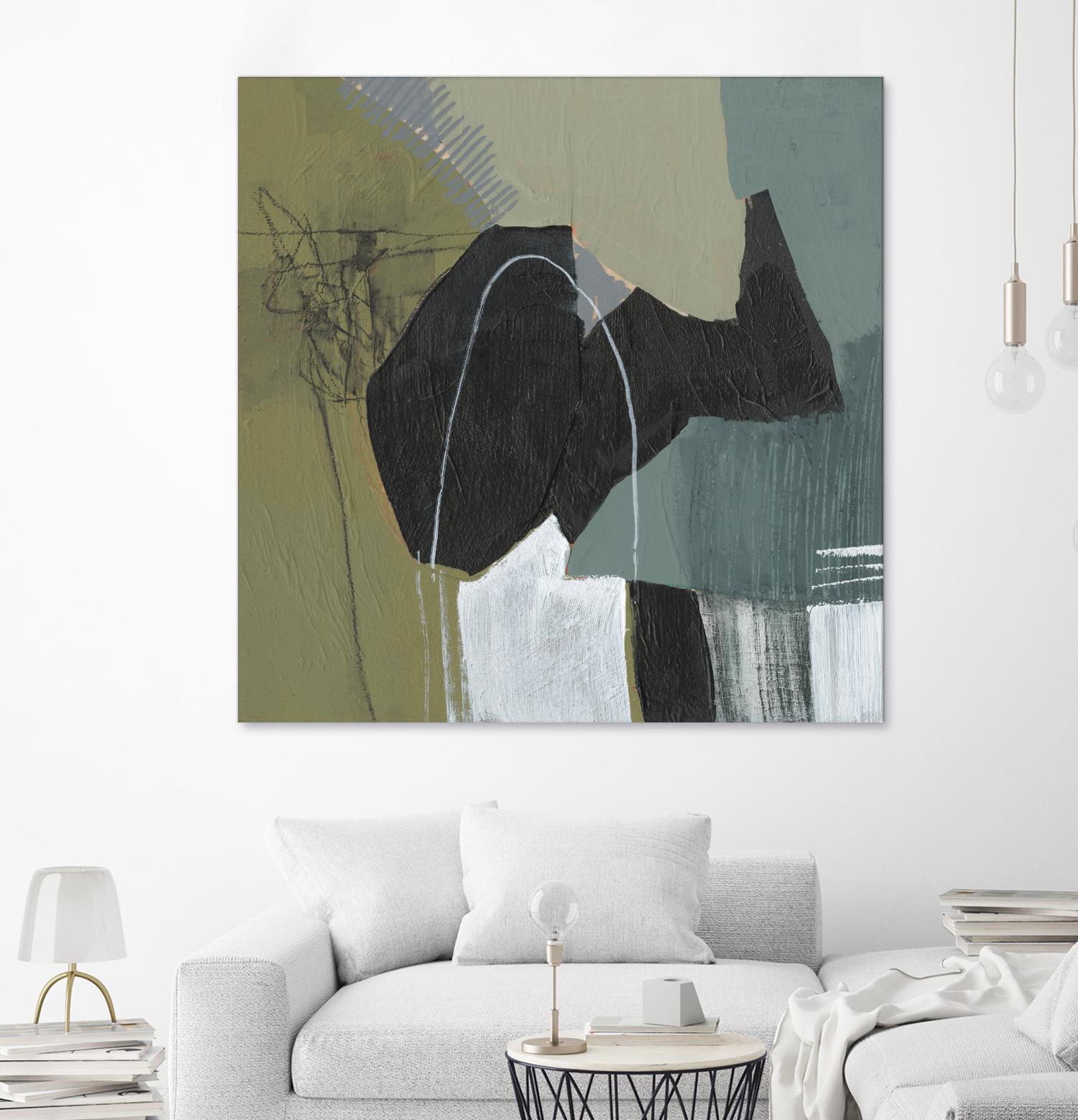 Puzzle in Neutrals I by Jennifer Goldberger on GIANT ART - green abstract abstract