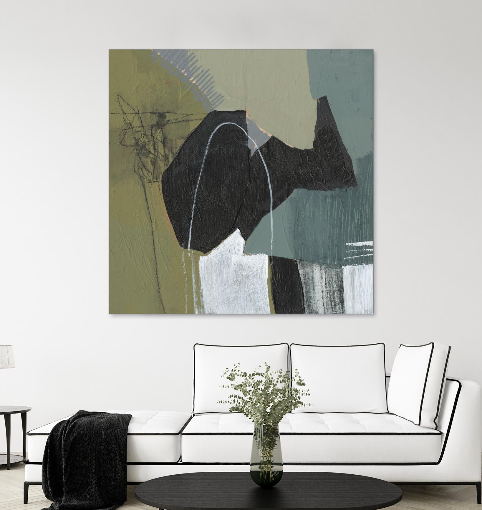 Puzzle in Neutrals I by Jennifer Goldberger on GIANT ART - green abstract abstract