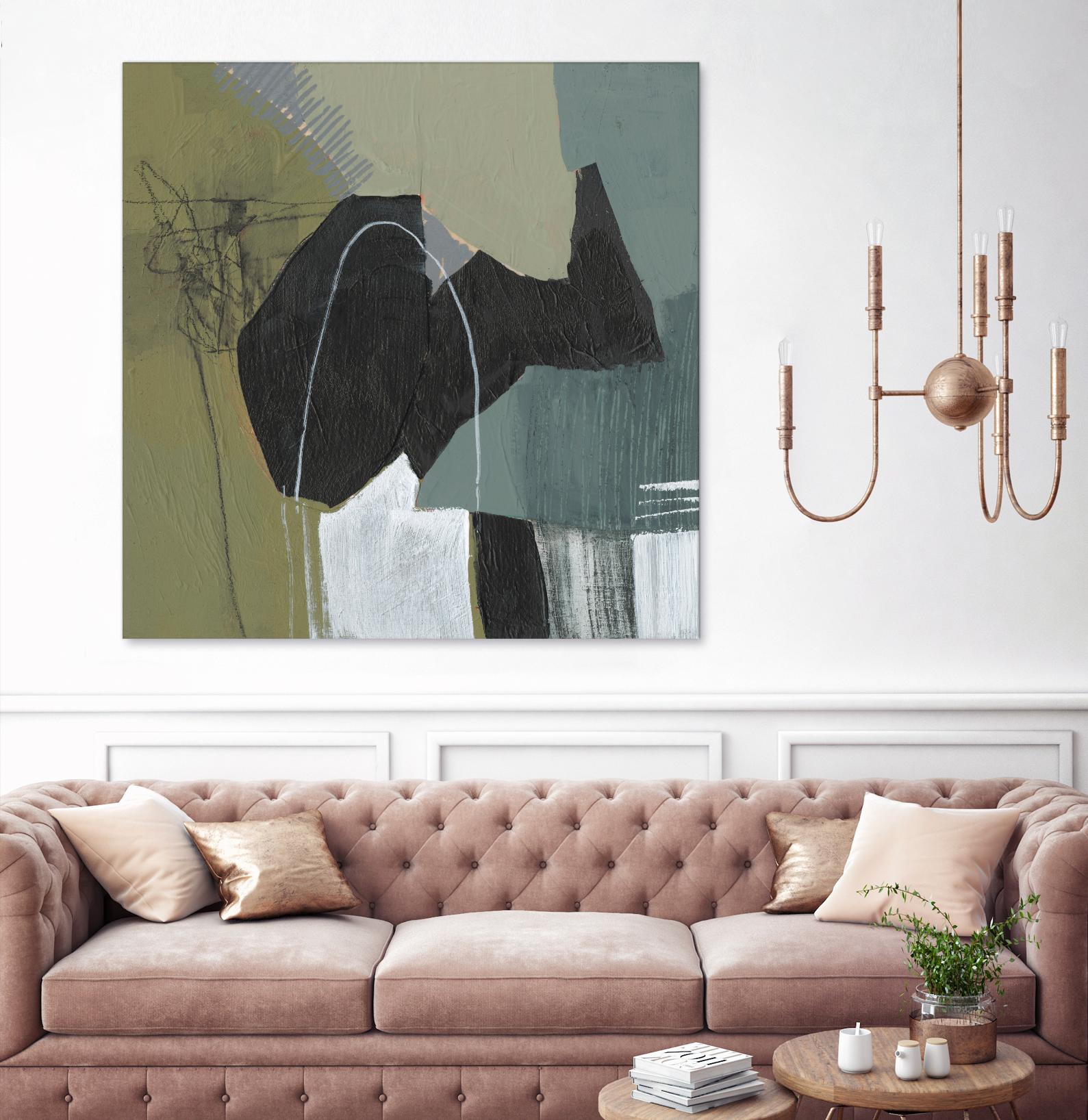 Puzzle in Neutrals I by Jennifer Goldberger on GIANT ART - green abstract abstract