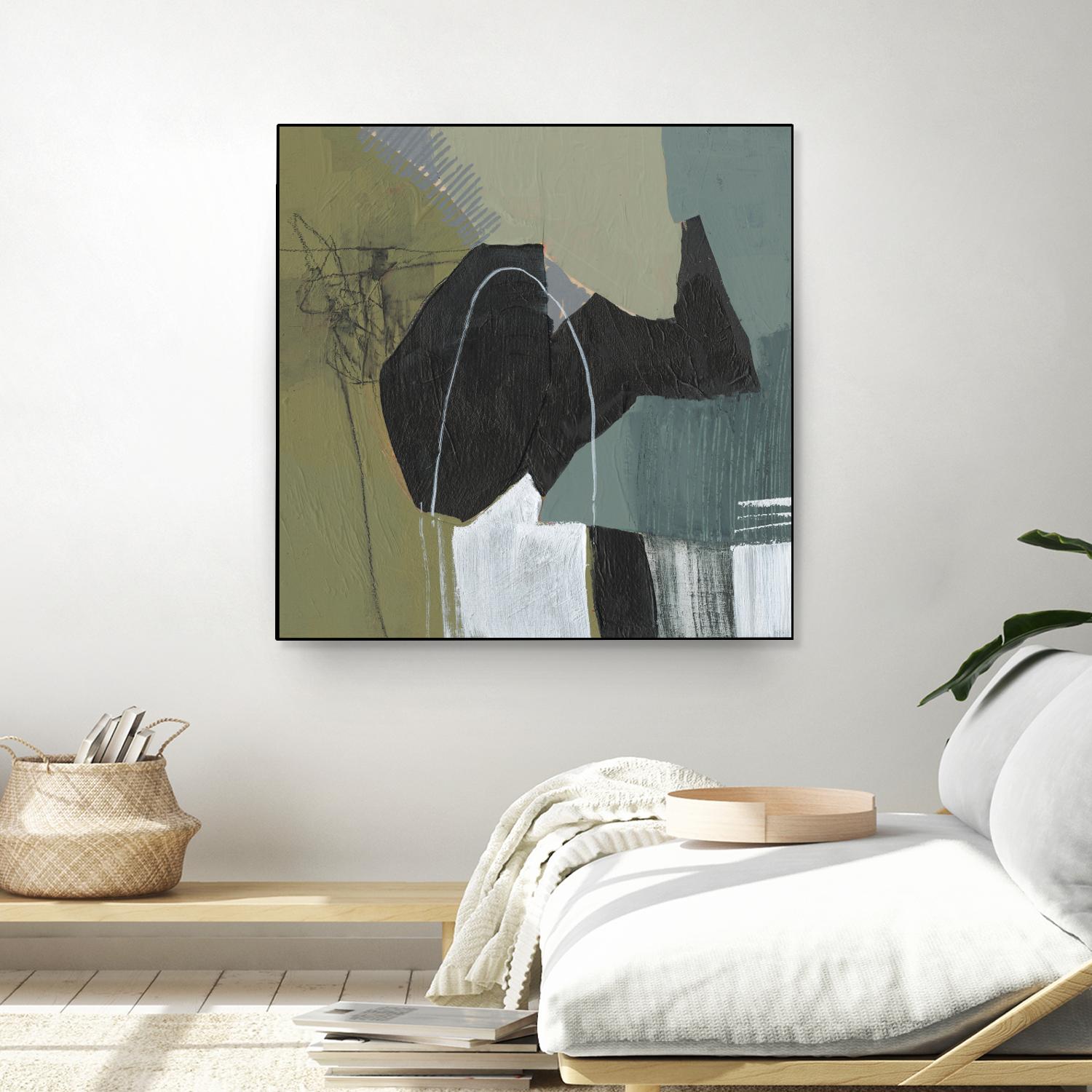 Puzzle in Neutrals I by Jennifer Goldberger on GIANT ART - green abstract abstract
