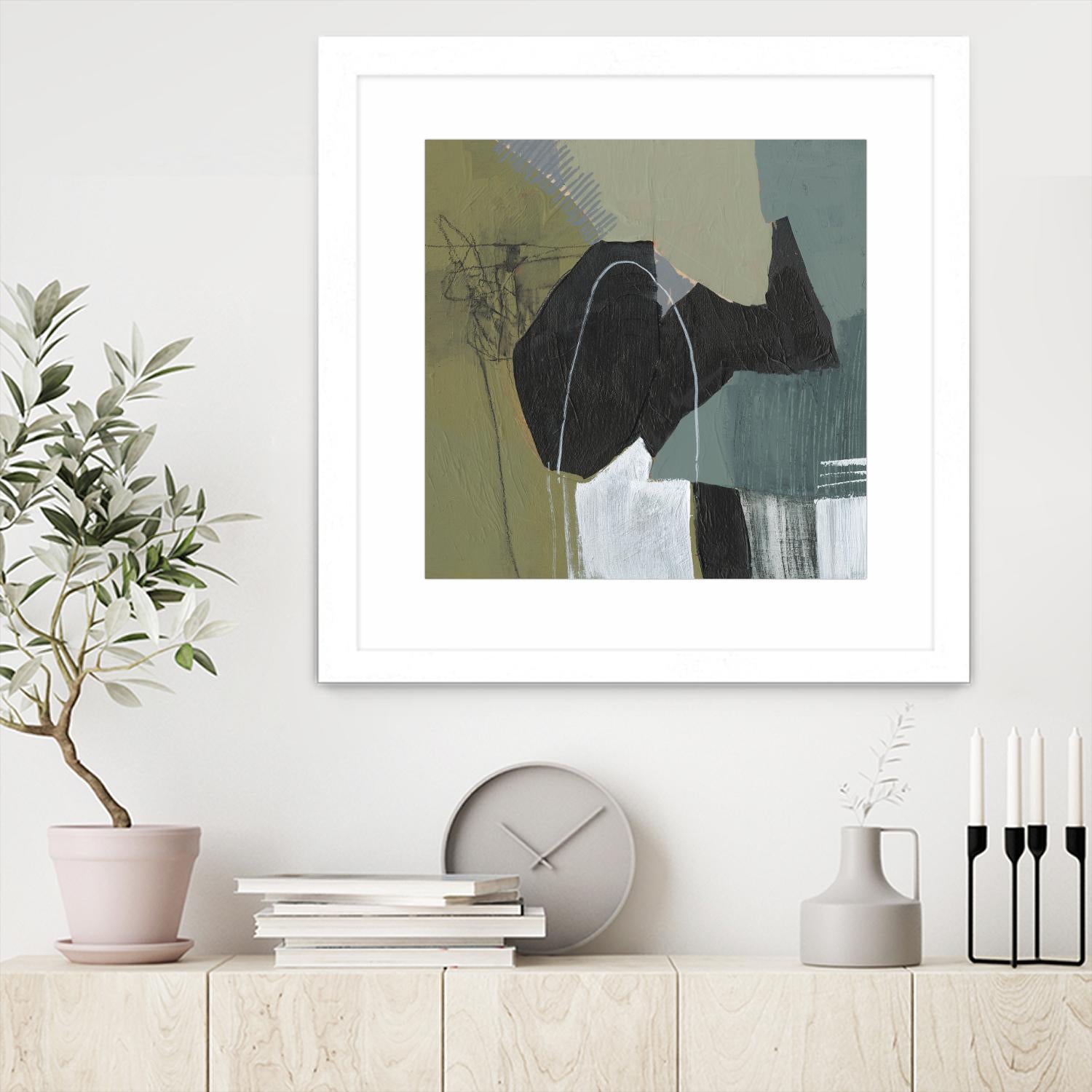 Puzzle in Neutrals I by Jennifer Goldberger on GIANT ART - green abstract abstract