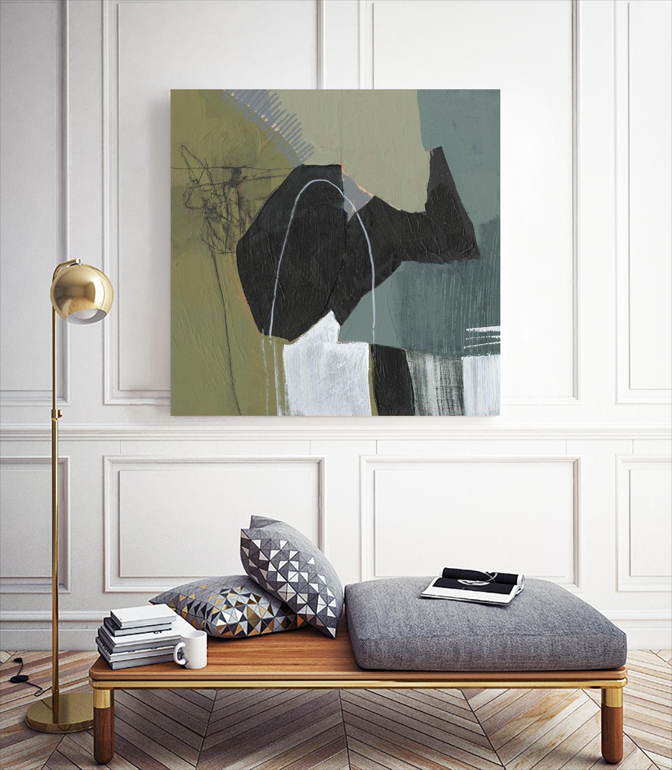 Puzzle in Neutrals I by Jennifer Goldberger on GIANT ART - green abstract abstract