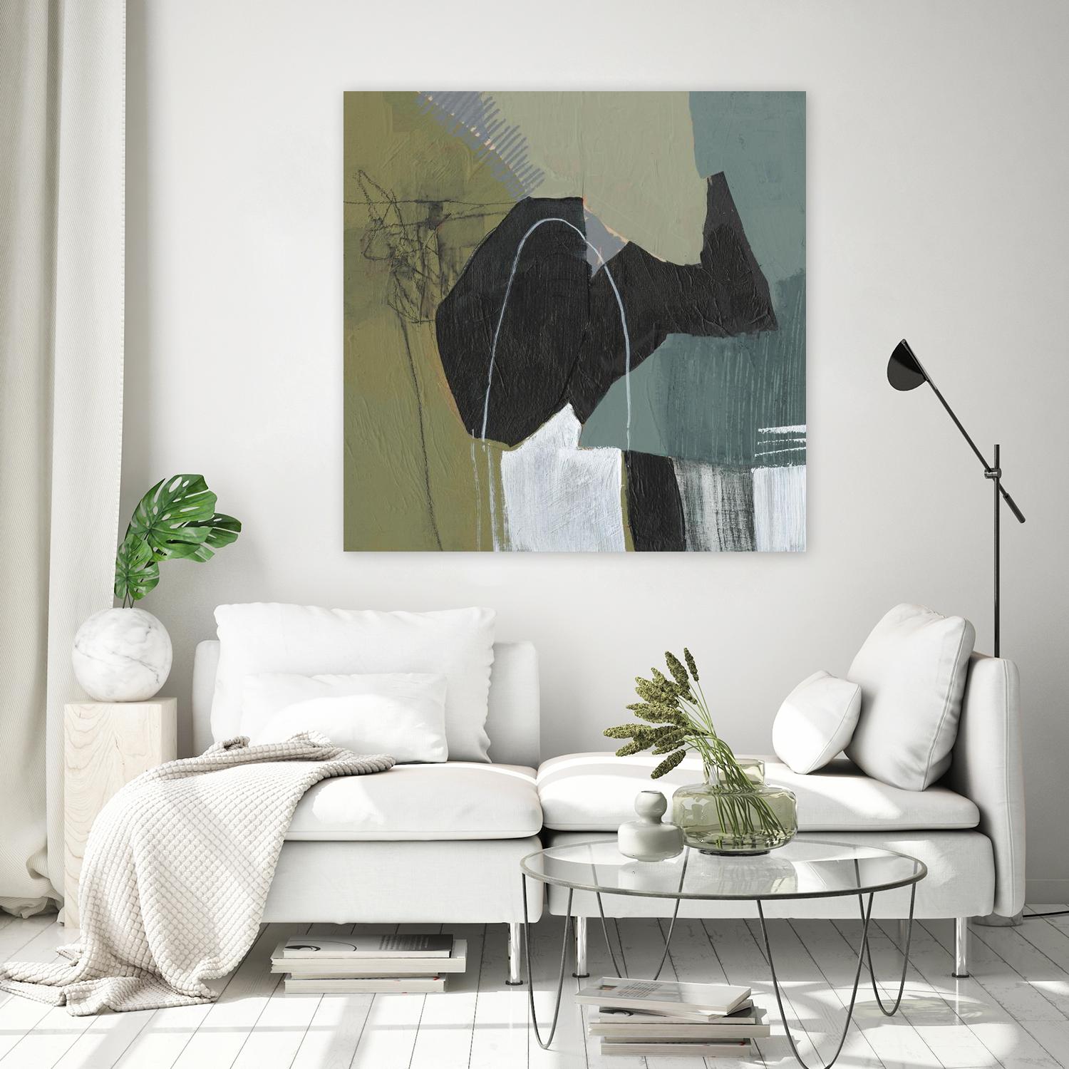 Puzzle in Neutrals I by Jennifer Goldberger on GIANT ART - green abstract abstract