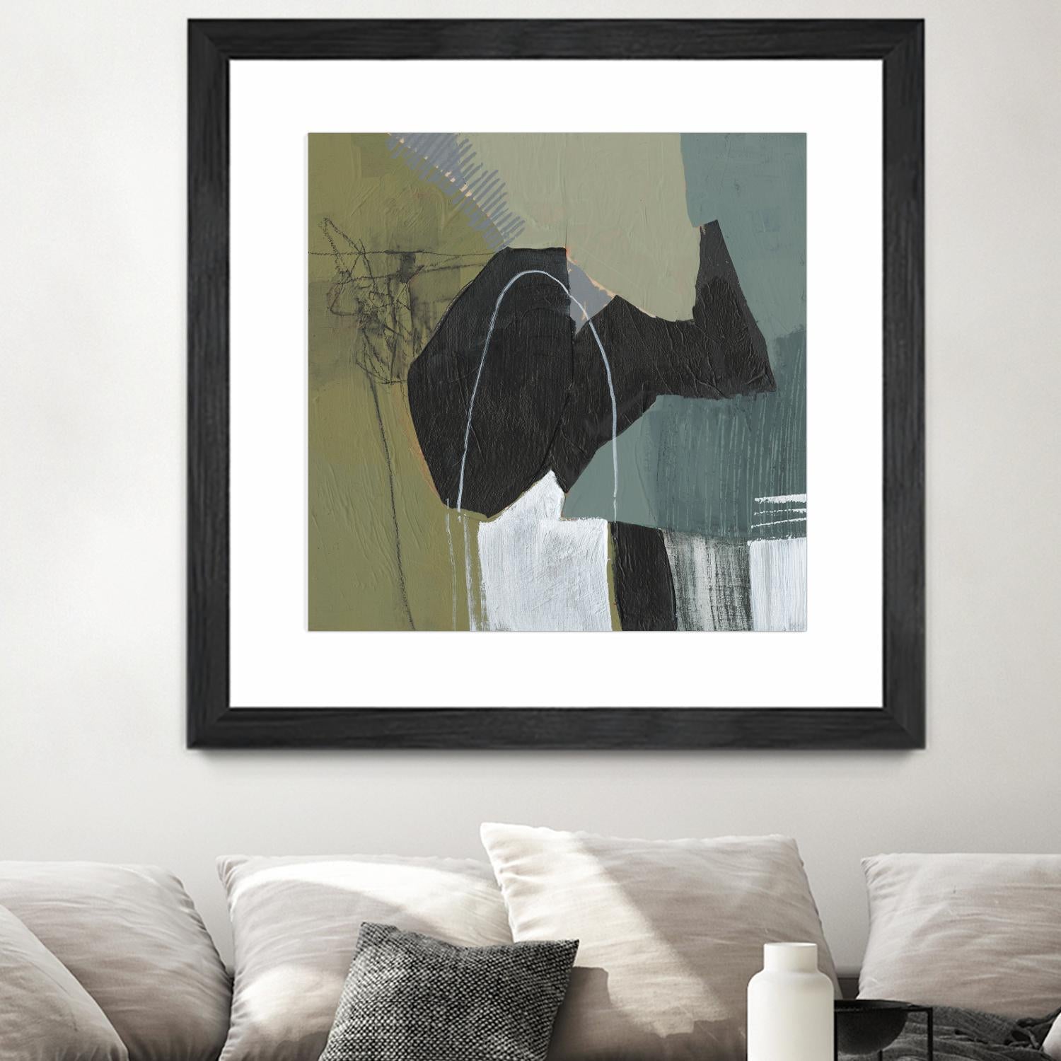 Puzzle in Neutrals I by Jennifer Goldberger on GIANT ART - green abstract abstract