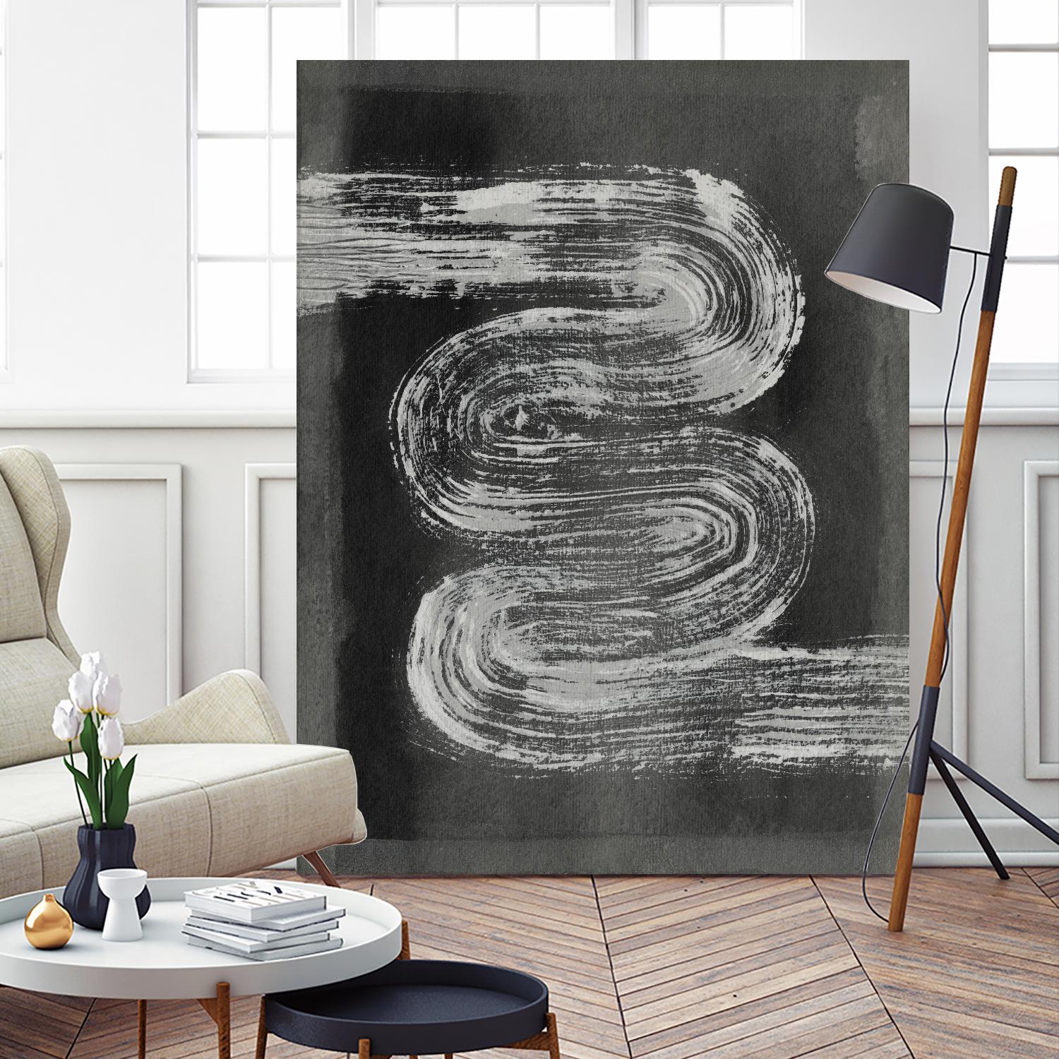 Grey Linear Path I by Jennifer Goldberger on GIANT ART - black abstract abstract