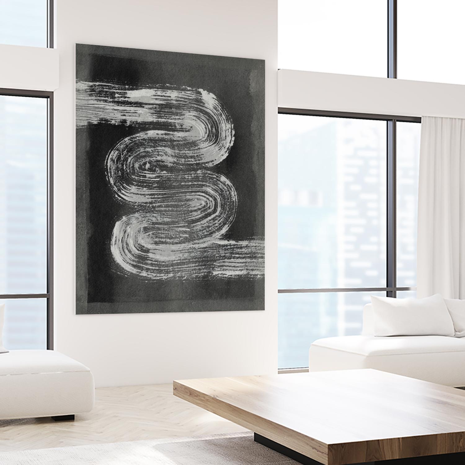 Grey Linear Path I by Jennifer Goldberger on GIANT ART - black abstract abstract