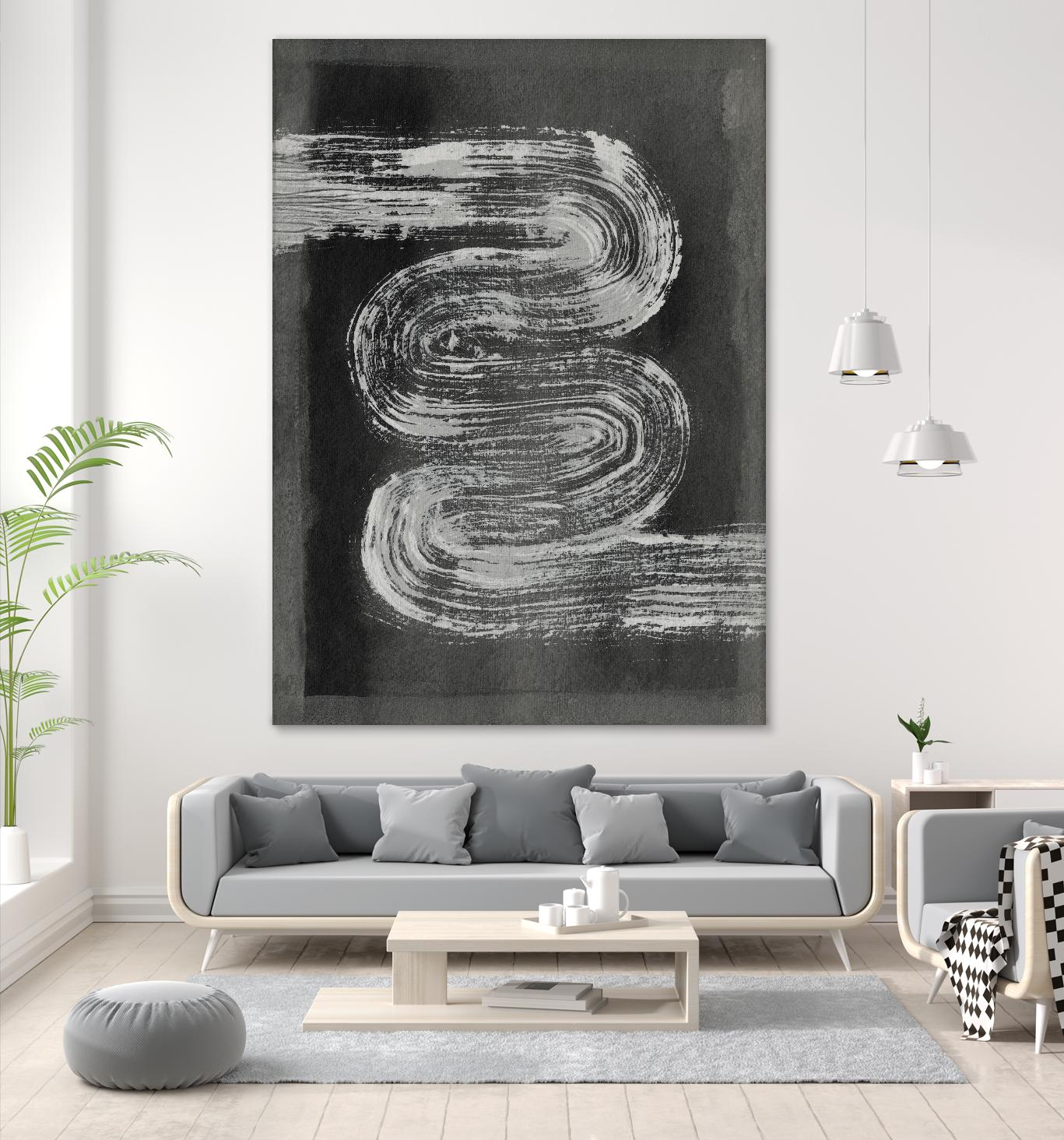Grey Linear Path I by Jennifer Goldberger on GIANT ART - black abstract abstract