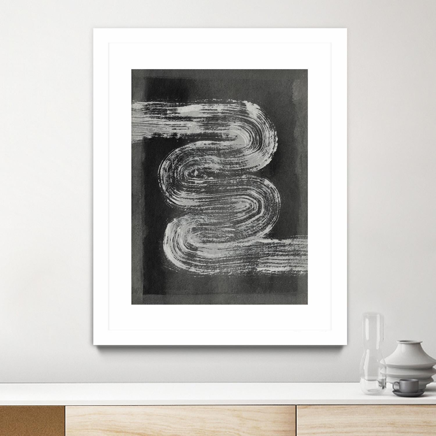 Grey Linear Path I by Jennifer Goldberger on GIANT ART - black abstract abstract