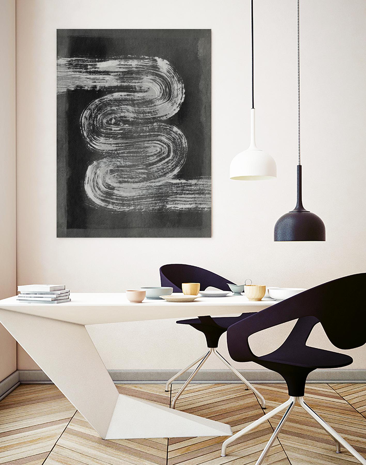 Grey Linear Path I by Jennifer Goldberger on GIANT ART - black abstract abstract
