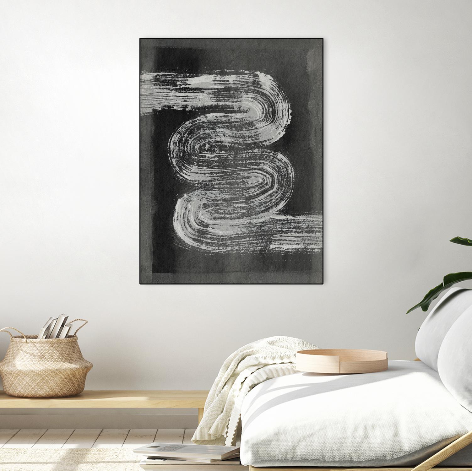 Grey Linear Path I by Jennifer Goldberger on GIANT ART - black abstract abstract