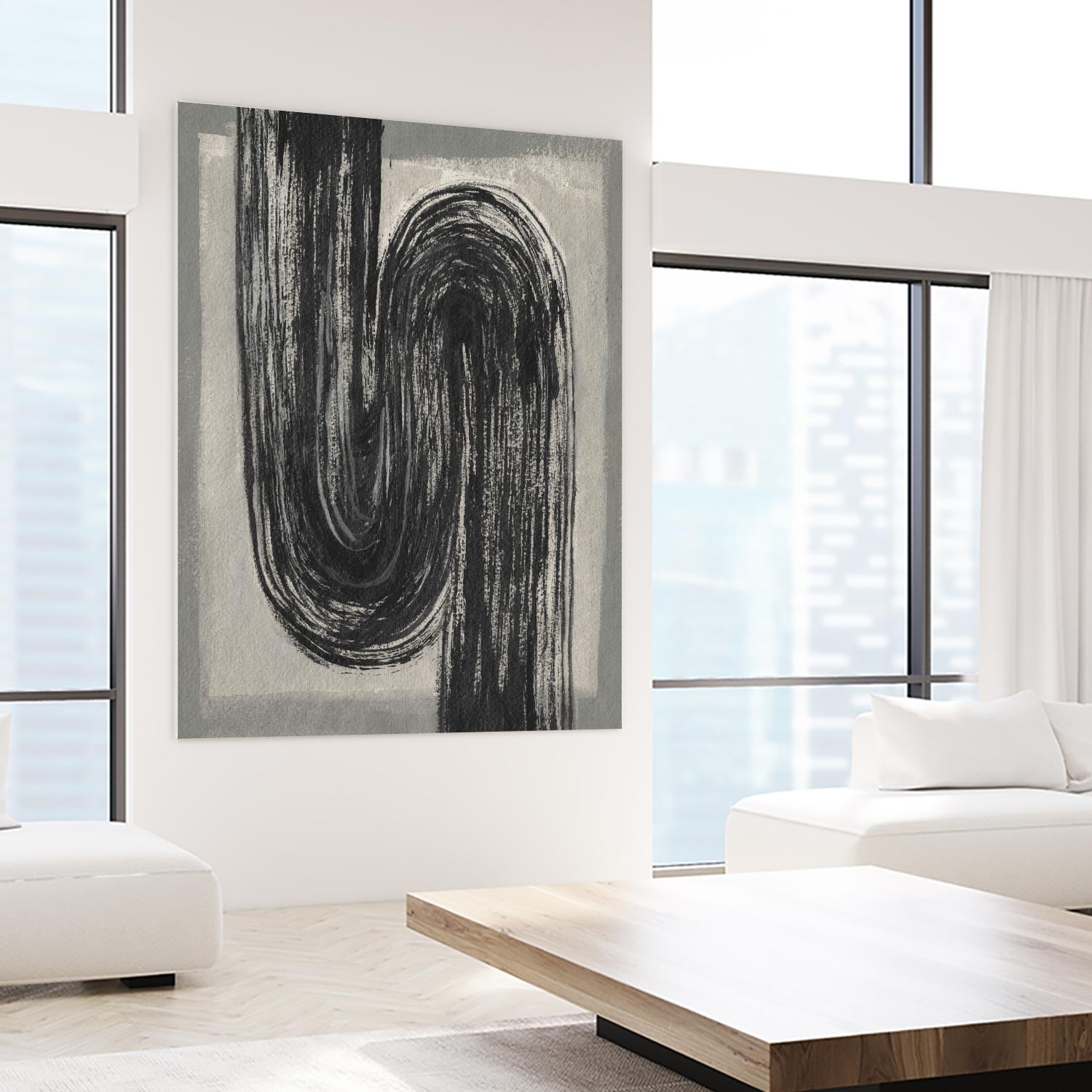 Grey Linear Path II by Jennifer Goldberger on GIANT ART - beige abstract abstract