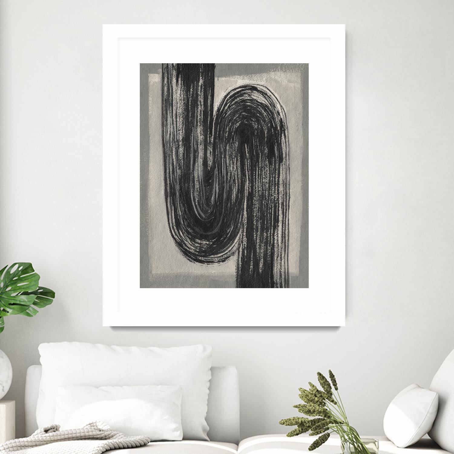 Grey Linear Path II by Jennifer Goldberger on GIANT ART - beige abstract abstract