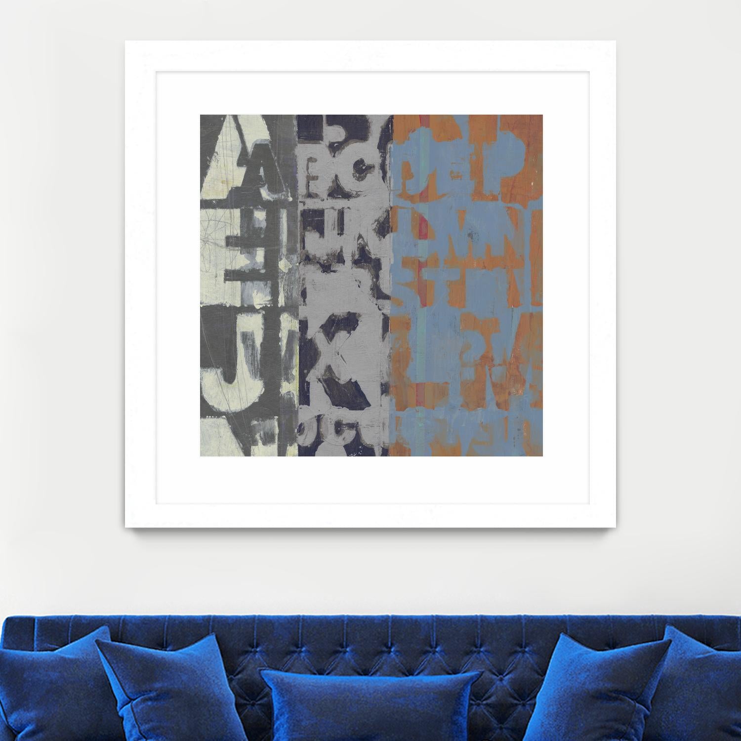 Alphabet Overlay I by Vision Studio on GIANT ART - blue abstract