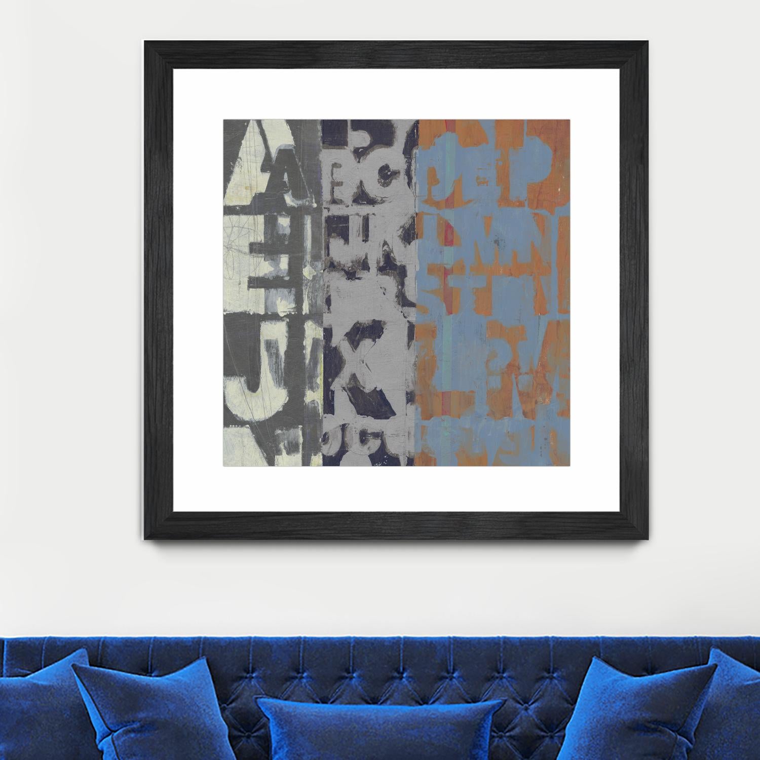 Alphabet Overlay I by Vision Studio on GIANT ART - blue abstract