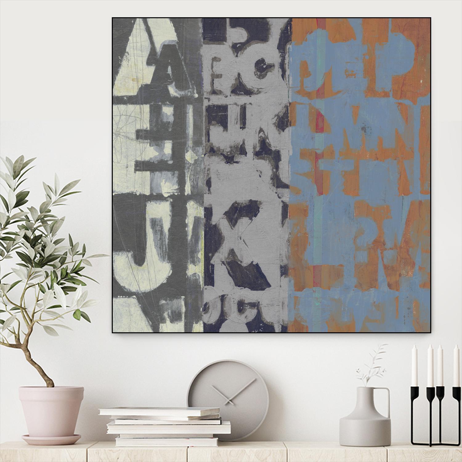 Alphabet Overlay I by Vision Studio on GIANT ART - blue abstract