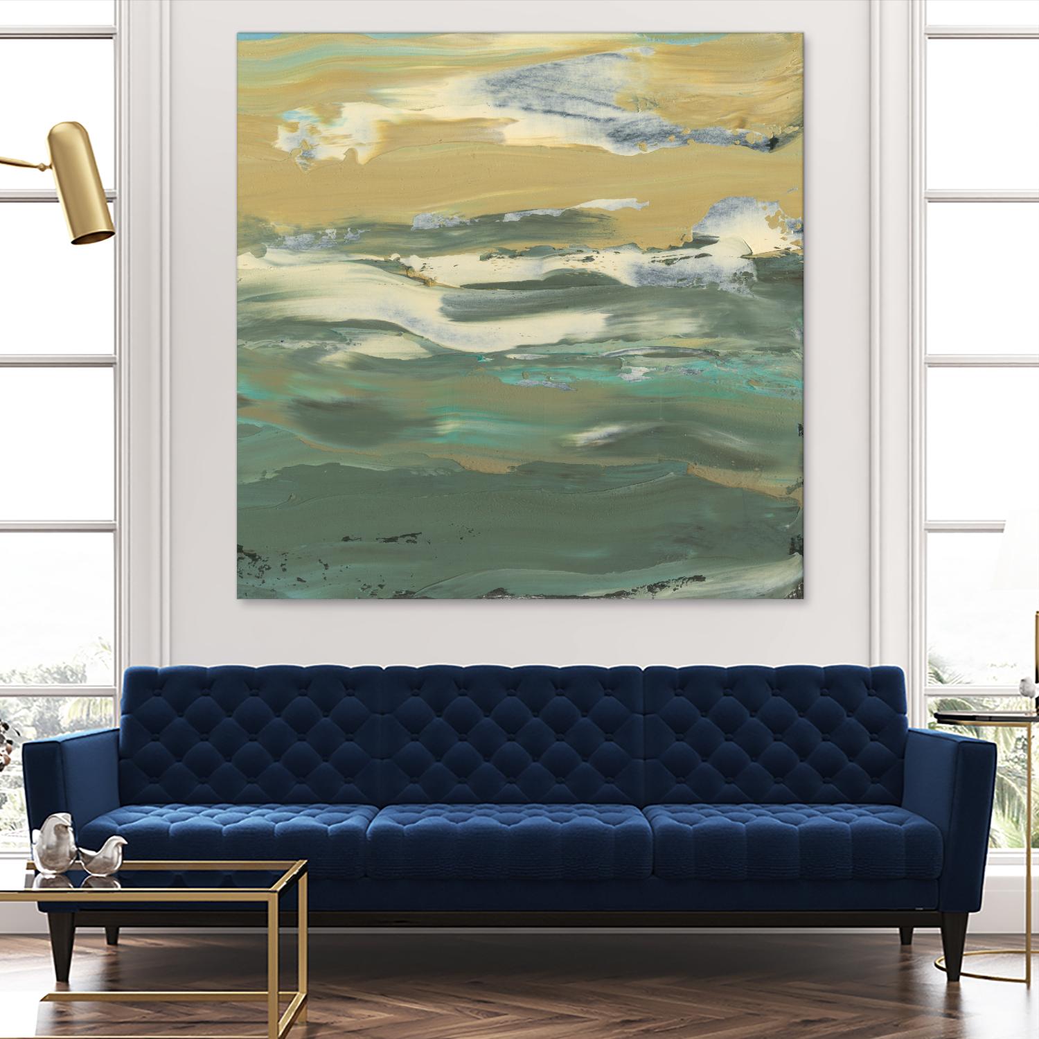Green Waters Edge II by Alicia Ludwig on GIANT ART - beige abstract