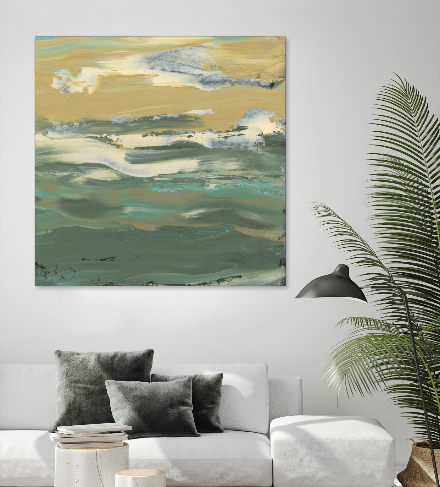 Green Waters Edge II by Alicia Ludwig on GIANT ART - beige abstract