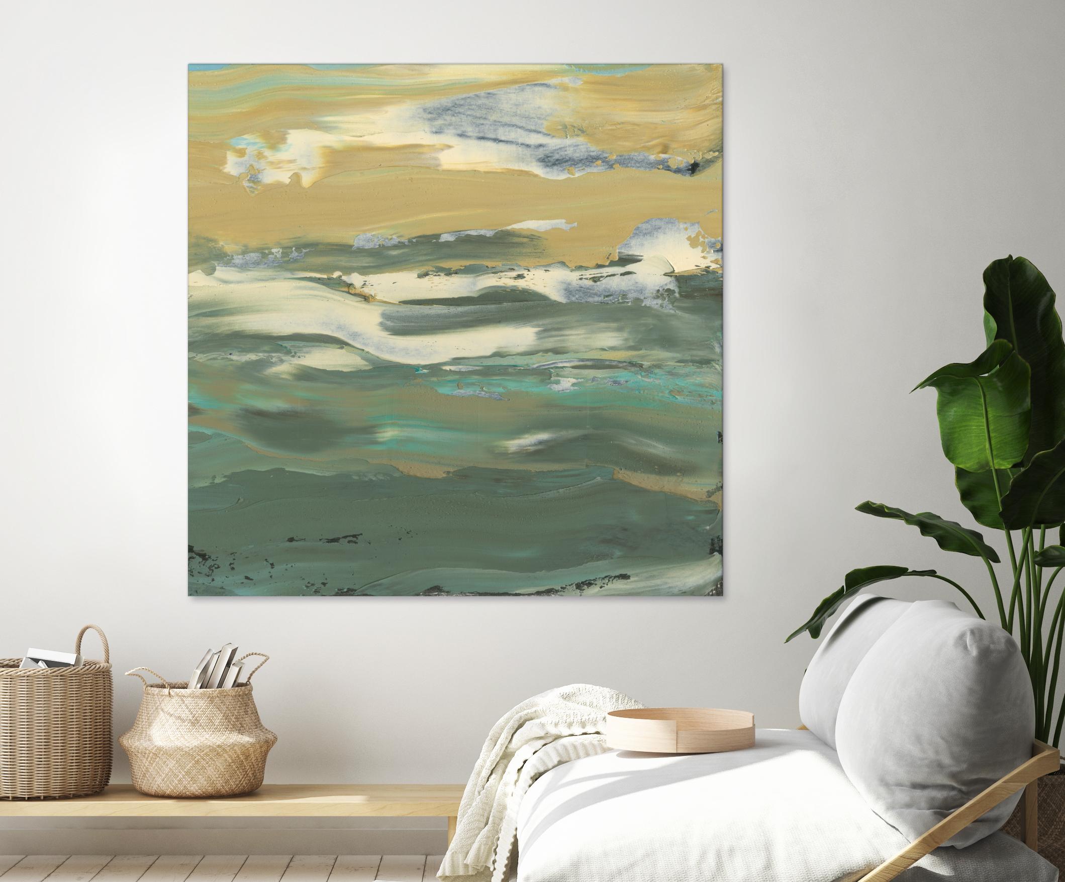 Green Waters Edge II by Alicia Ludwig on GIANT ART - beige abstract
