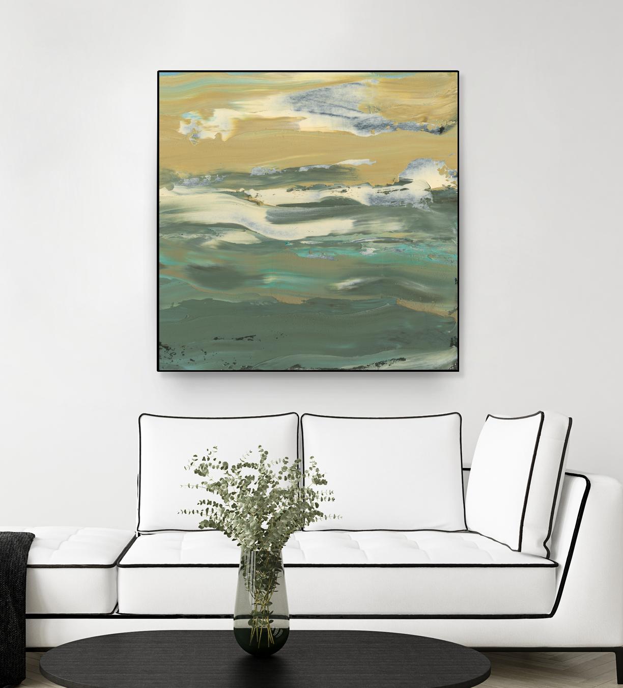 Green Waters Edge II by Alicia Ludwig on GIANT ART - beige abstract
