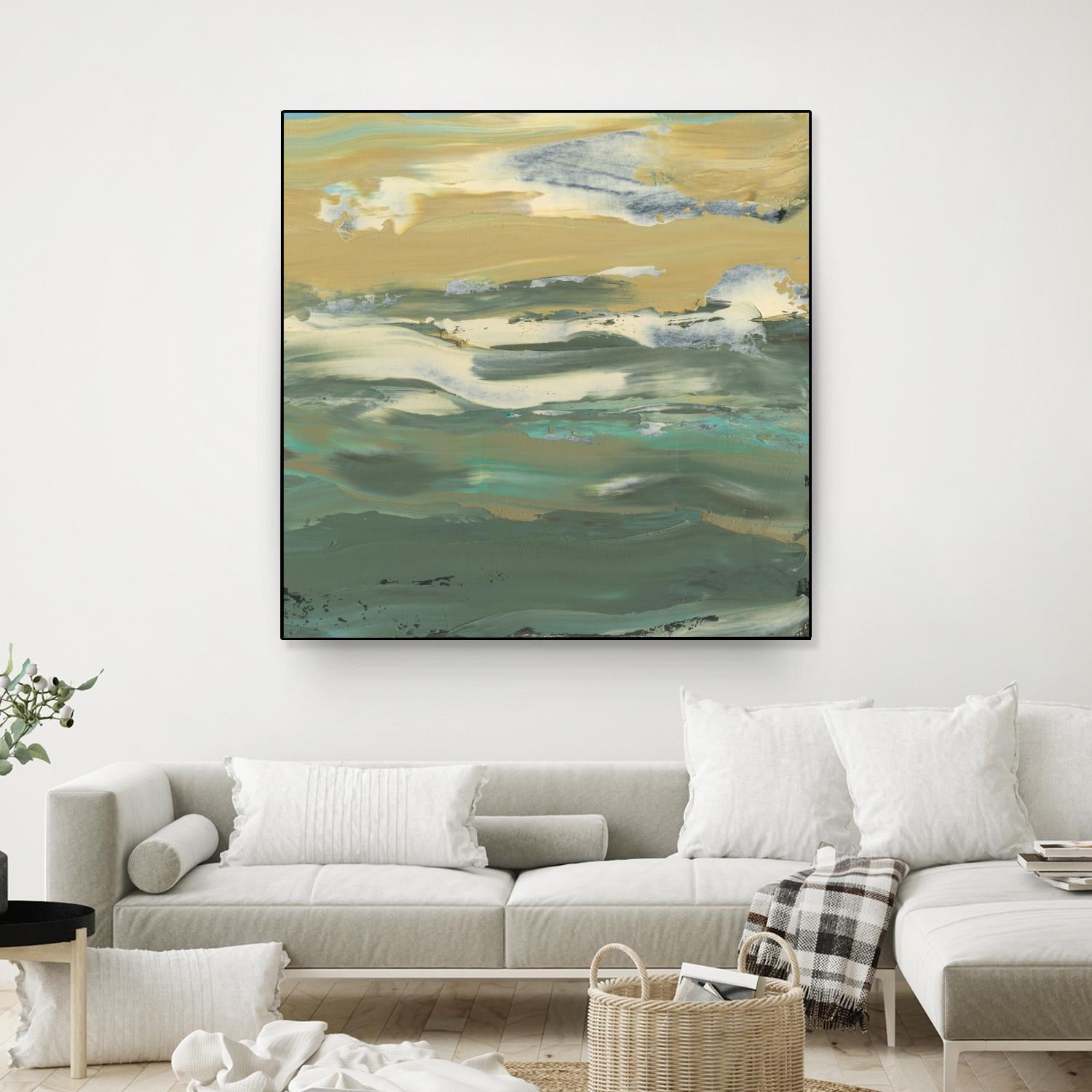 Green Waters Edge II by Alicia Ludwig on GIANT ART - beige abstract