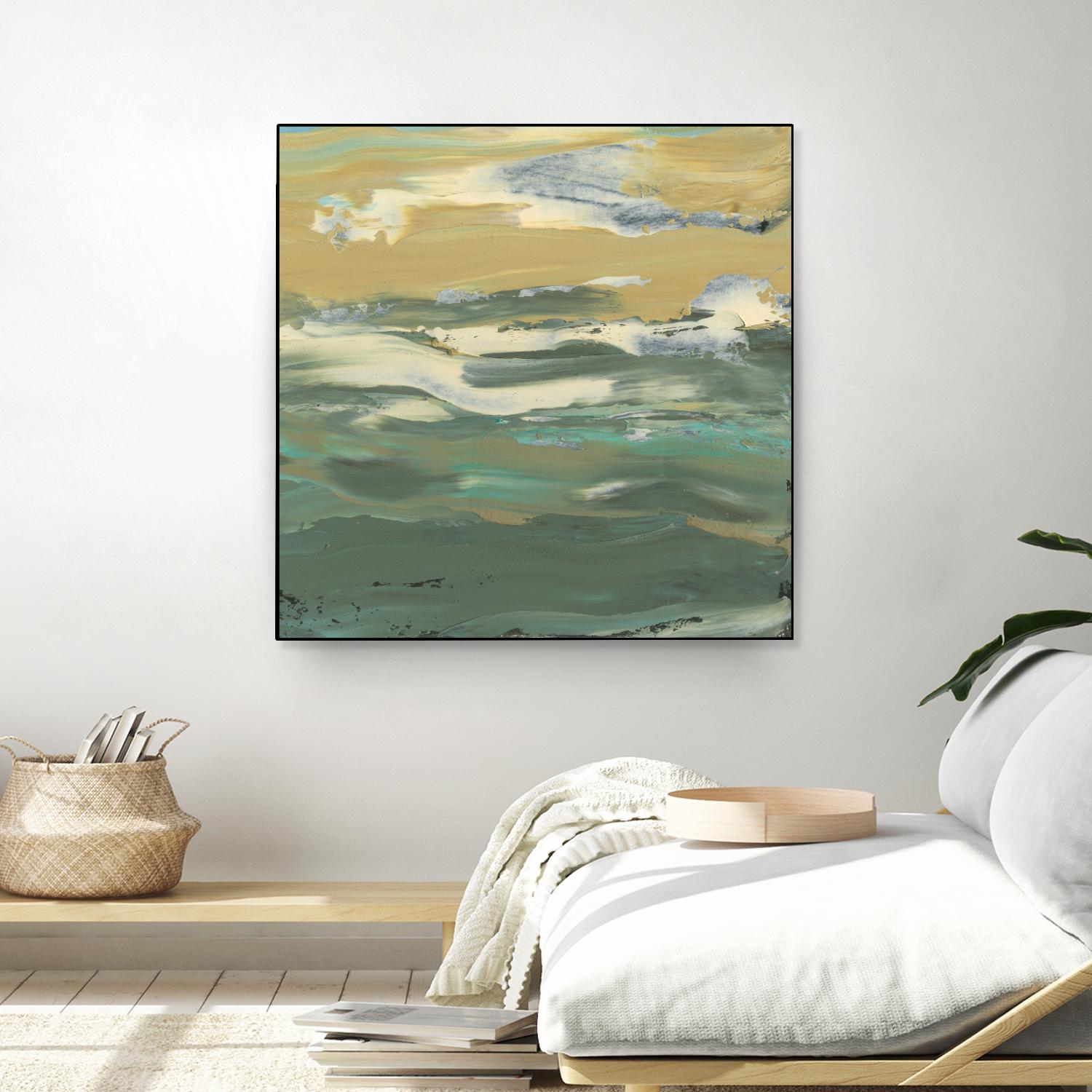 Green Waters Edge II by Alicia Ludwig on GIANT ART - beige abstract