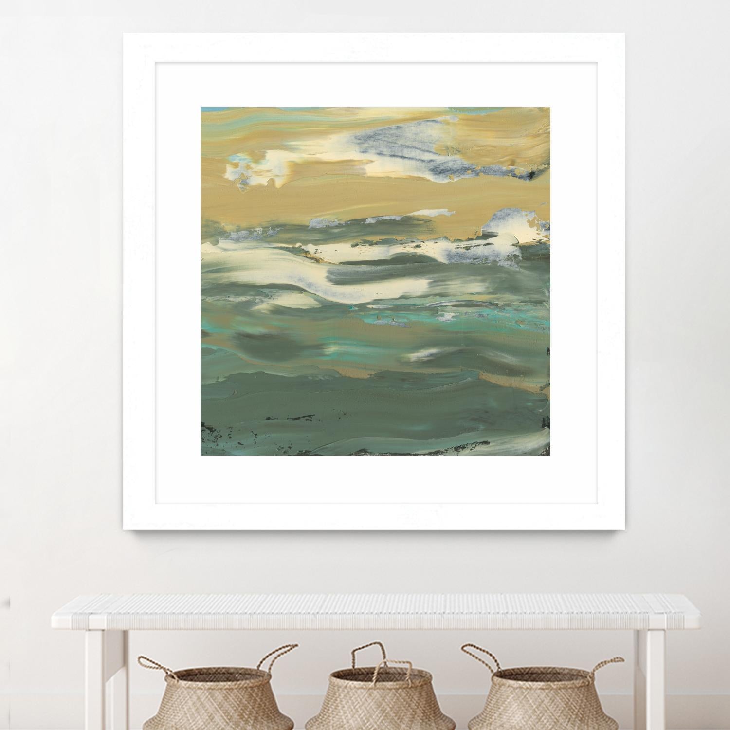 Green Waters Edge II by Alicia Ludwig on GIANT ART - beige abstract
