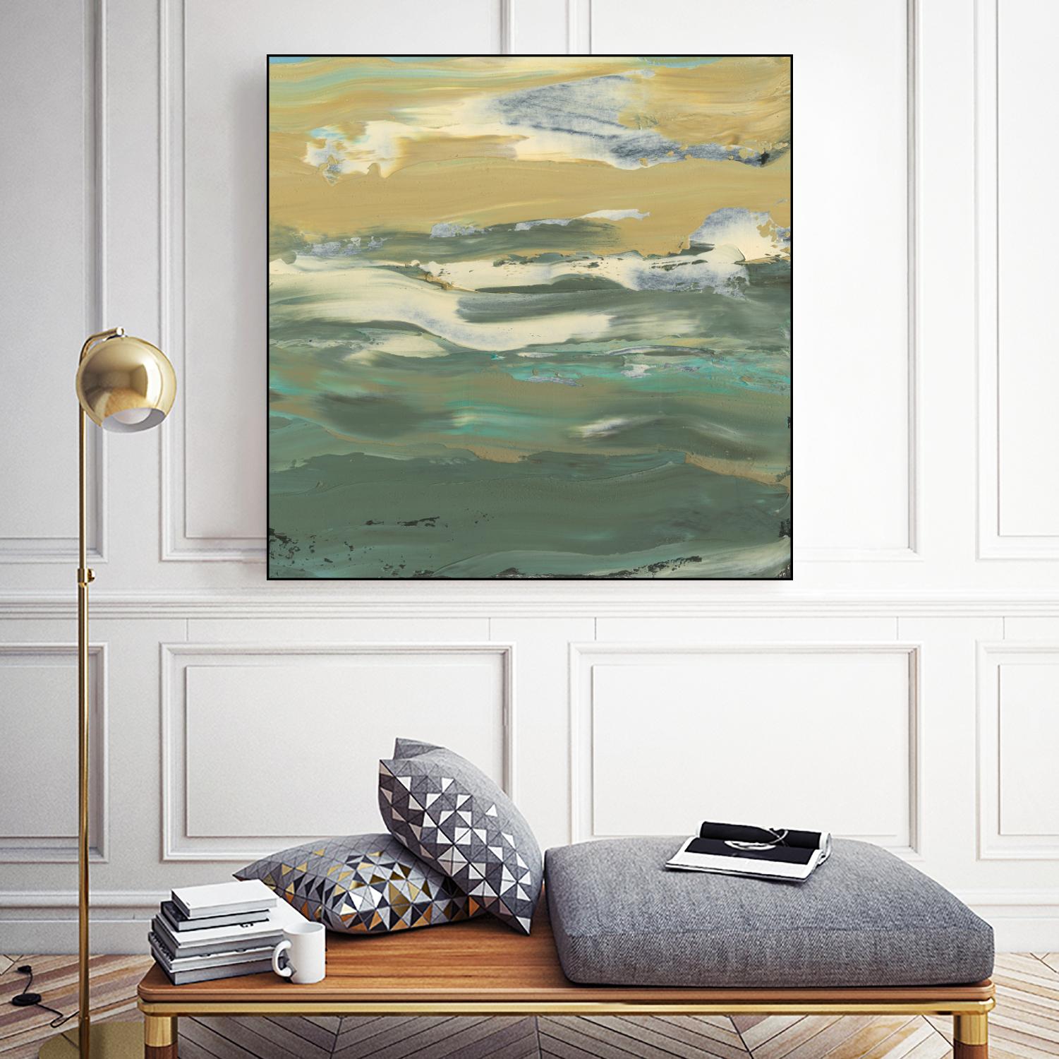 Green Waters Edge II by Alicia Ludwig on GIANT ART - beige abstract