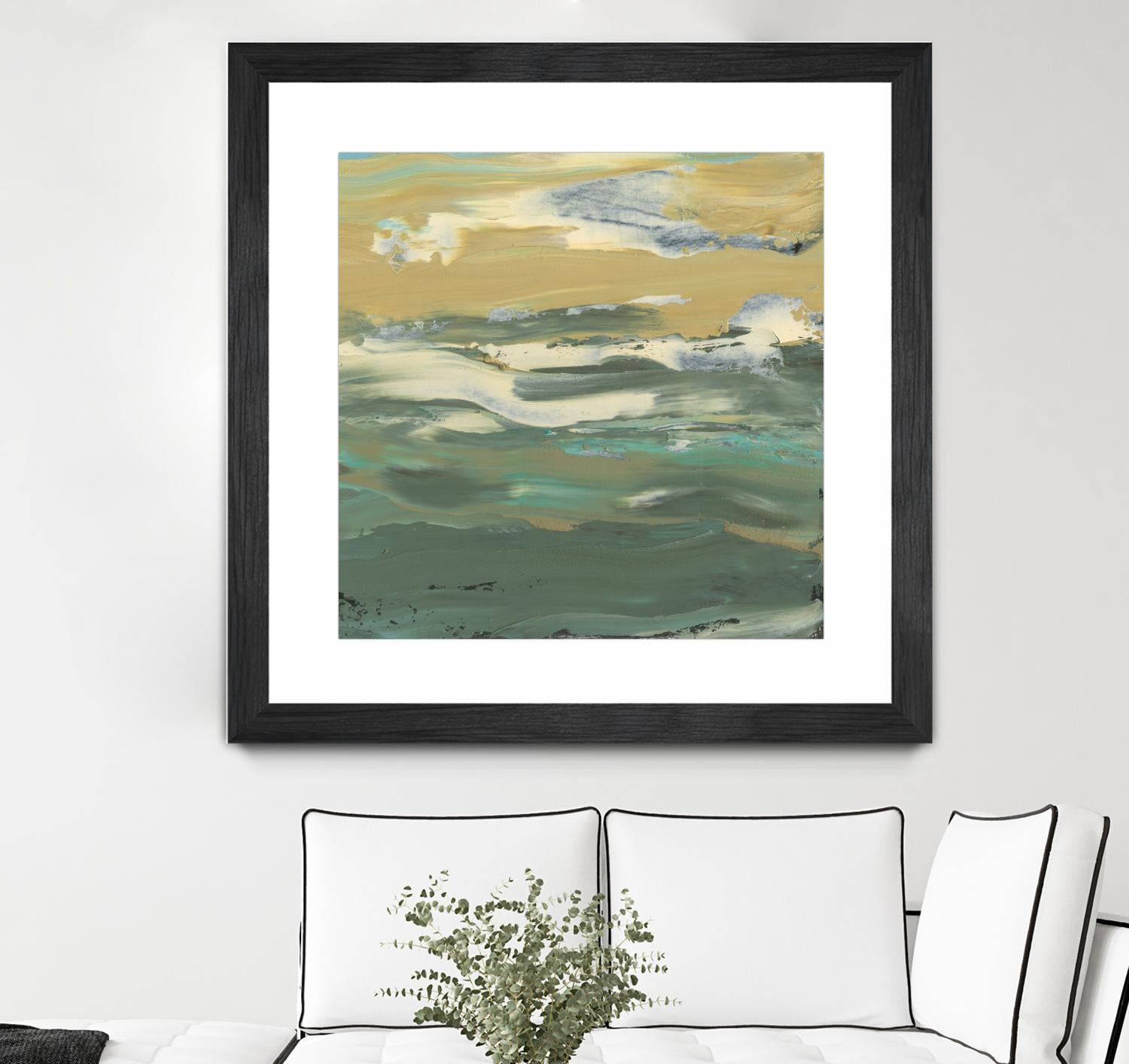 Green Waters Edge II by Alicia Ludwig on GIANT ART - beige abstract