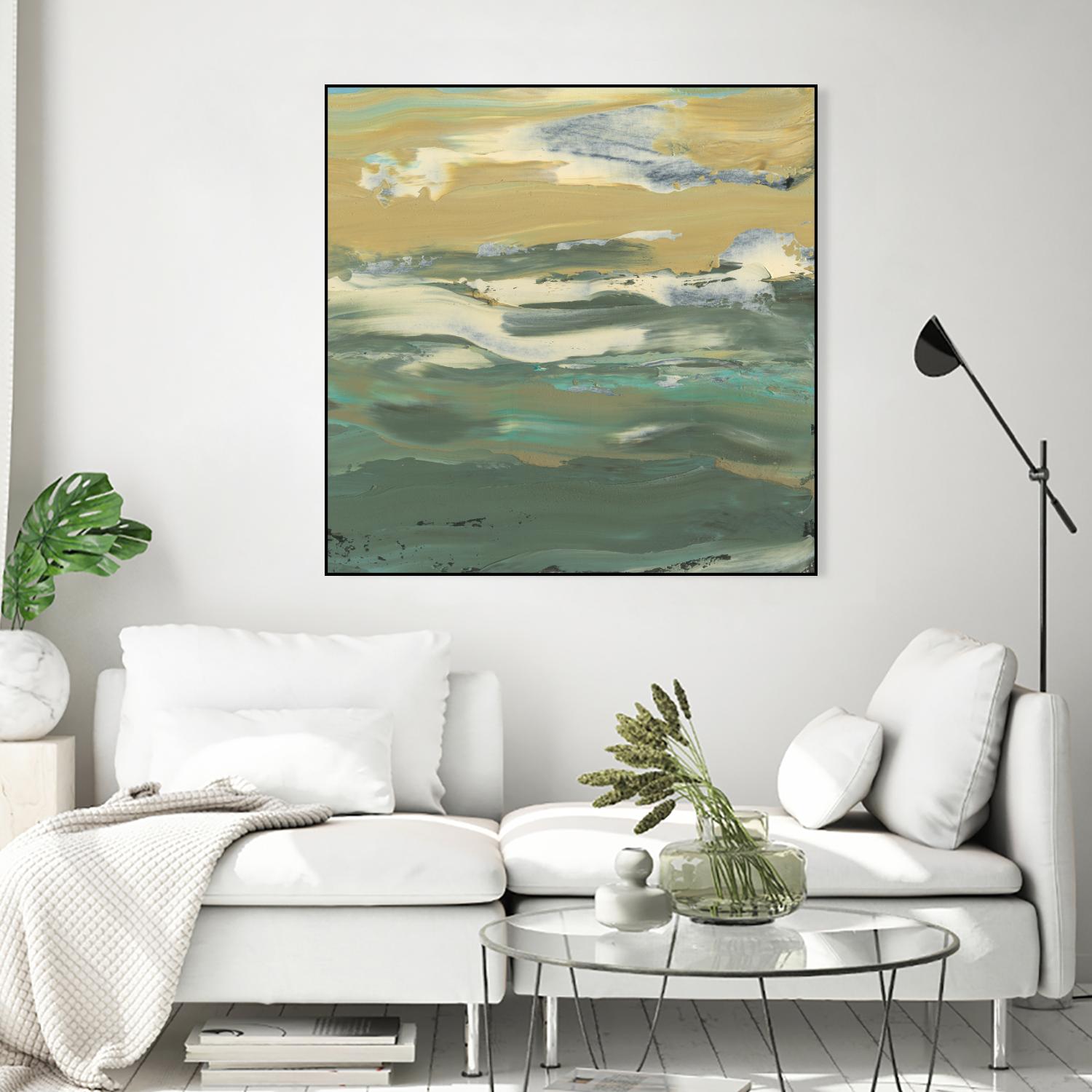 Green Waters Edge II by Alicia Ludwig on GIANT ART - beige abstract