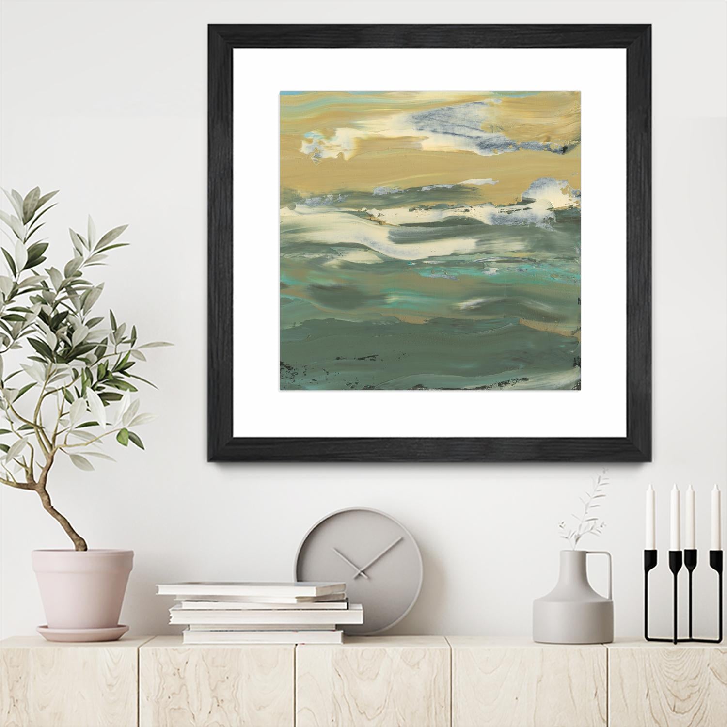Green Waters Edge II by Alicia Ludwig on GIANT ART - beige abstract