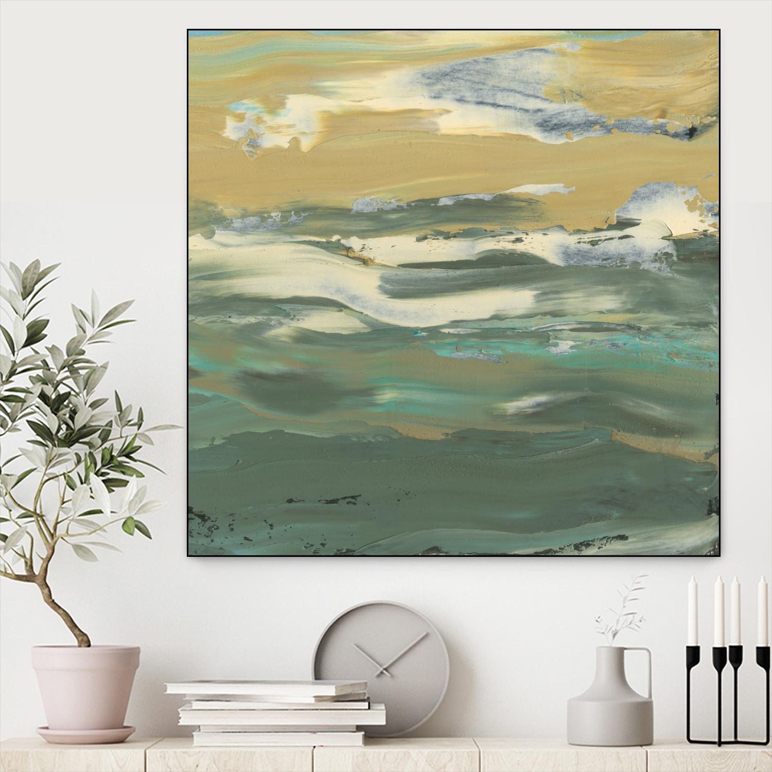Green Waters Edge II by Alicia Ludwig on GIANT ART - beige abstract