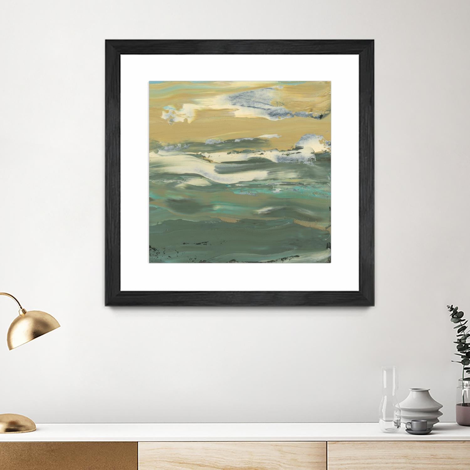 Green Waters Edge II by Alicia Ludwig on GIANT ART - beige abstract