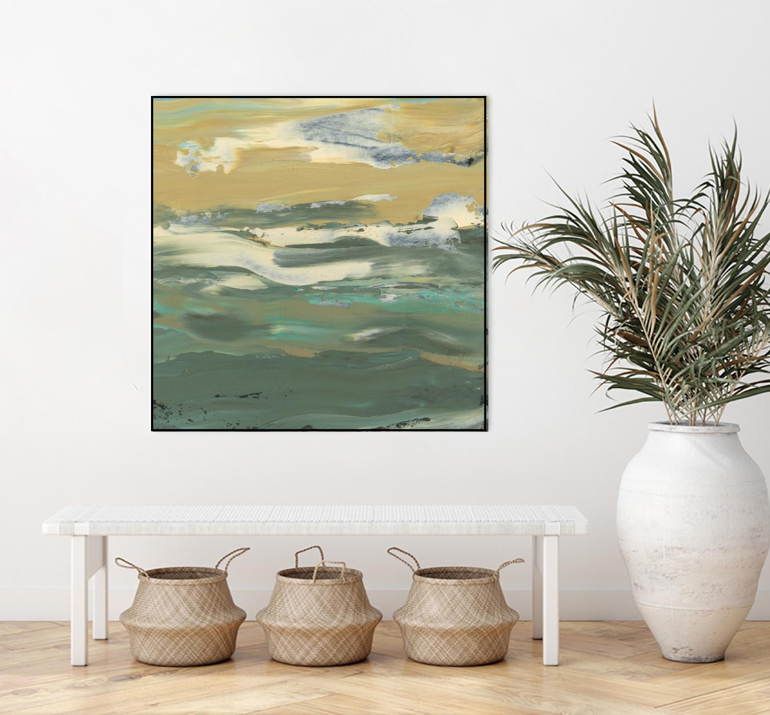 Green Waters Edge II by Alicia Ludwig on GIANT ART - beige abstract