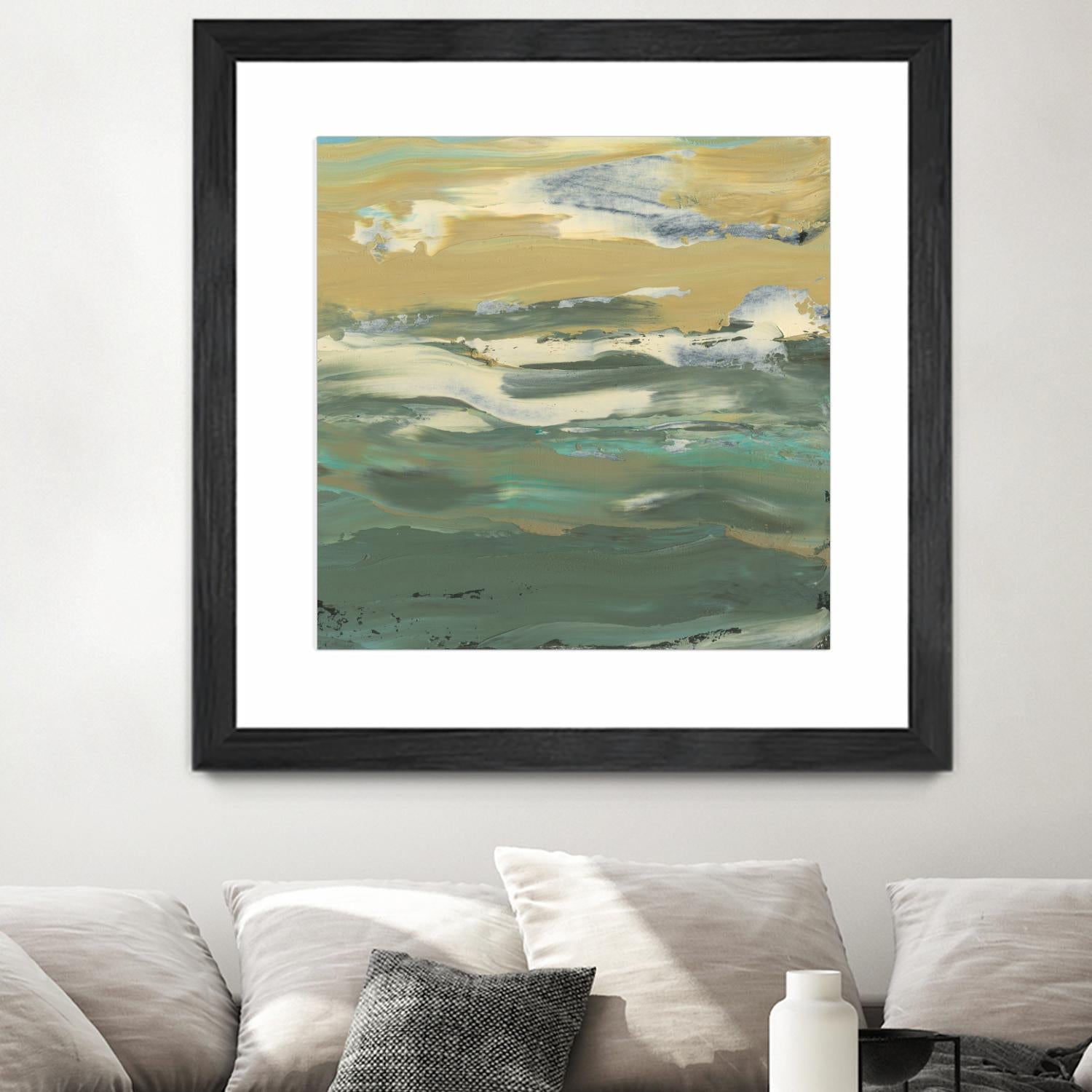 Green Waters Edge II by Alicia Ludwig on GIANT ART - beige abstract