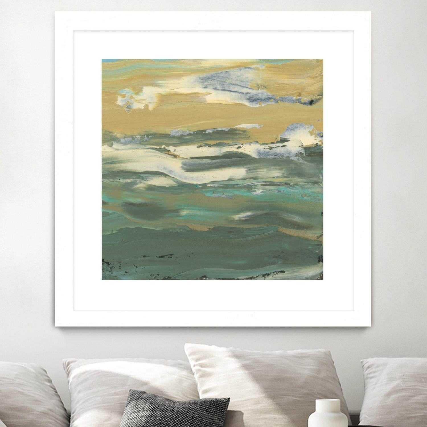 Green Waters Edge II by Alicia Ludwig on GIANT ART - beige abstract