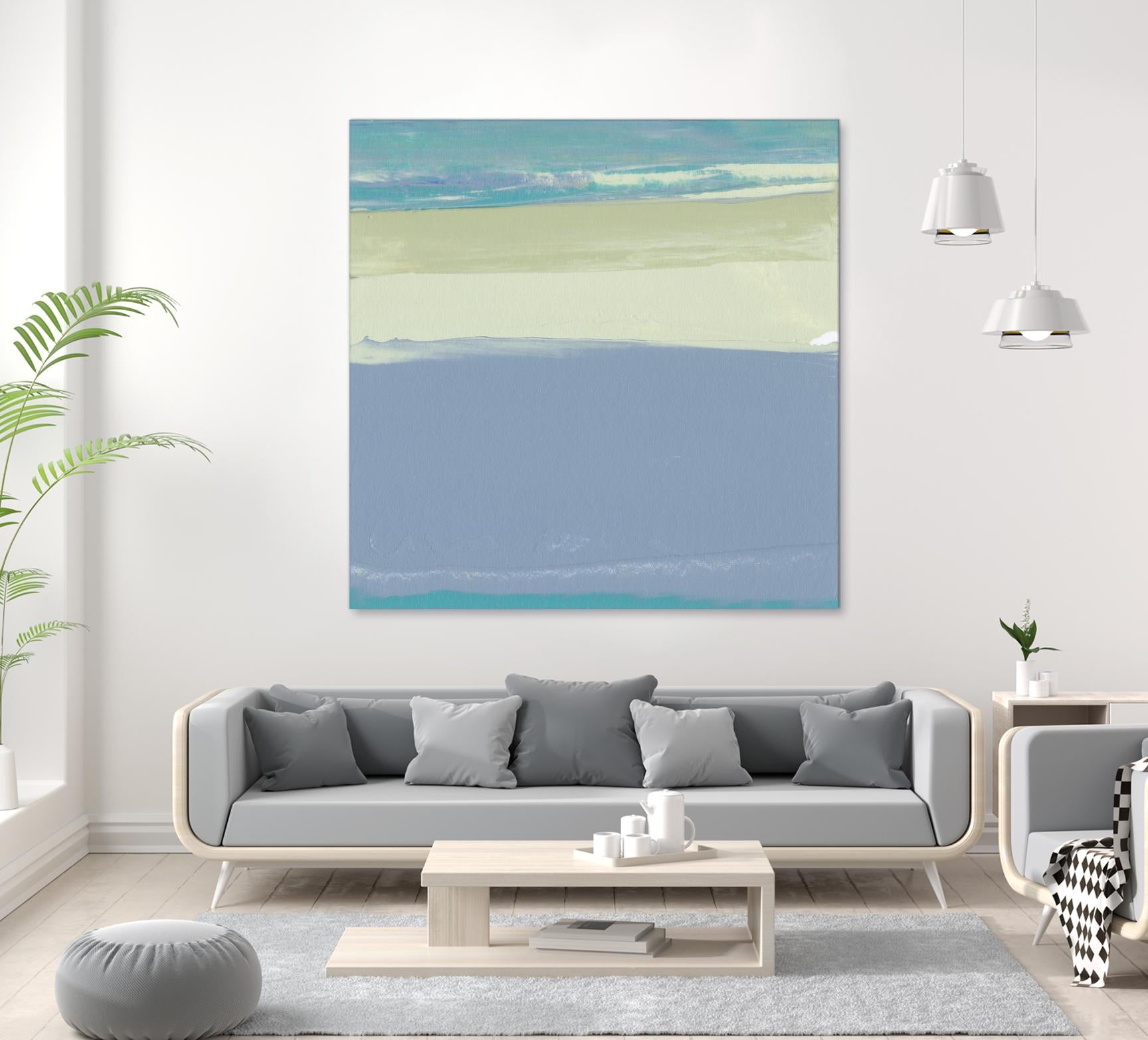 Blue Coast I by Sharon Gordon on GIANT ART - beige abstract