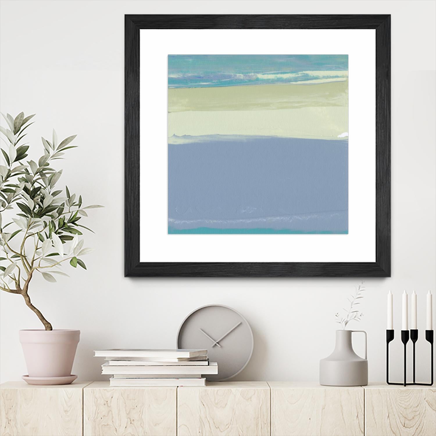 Blue Coast I by Sharon Gordon on GIANT ART - beige abstract
