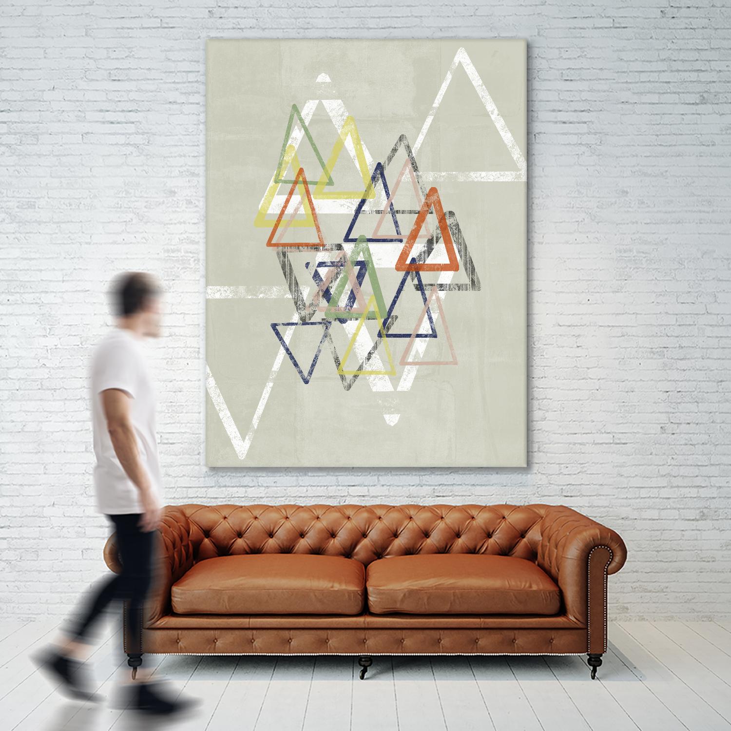Stamped Triangles II by Jennifer Goldberger on GIANT ART - beige abstract geometrical