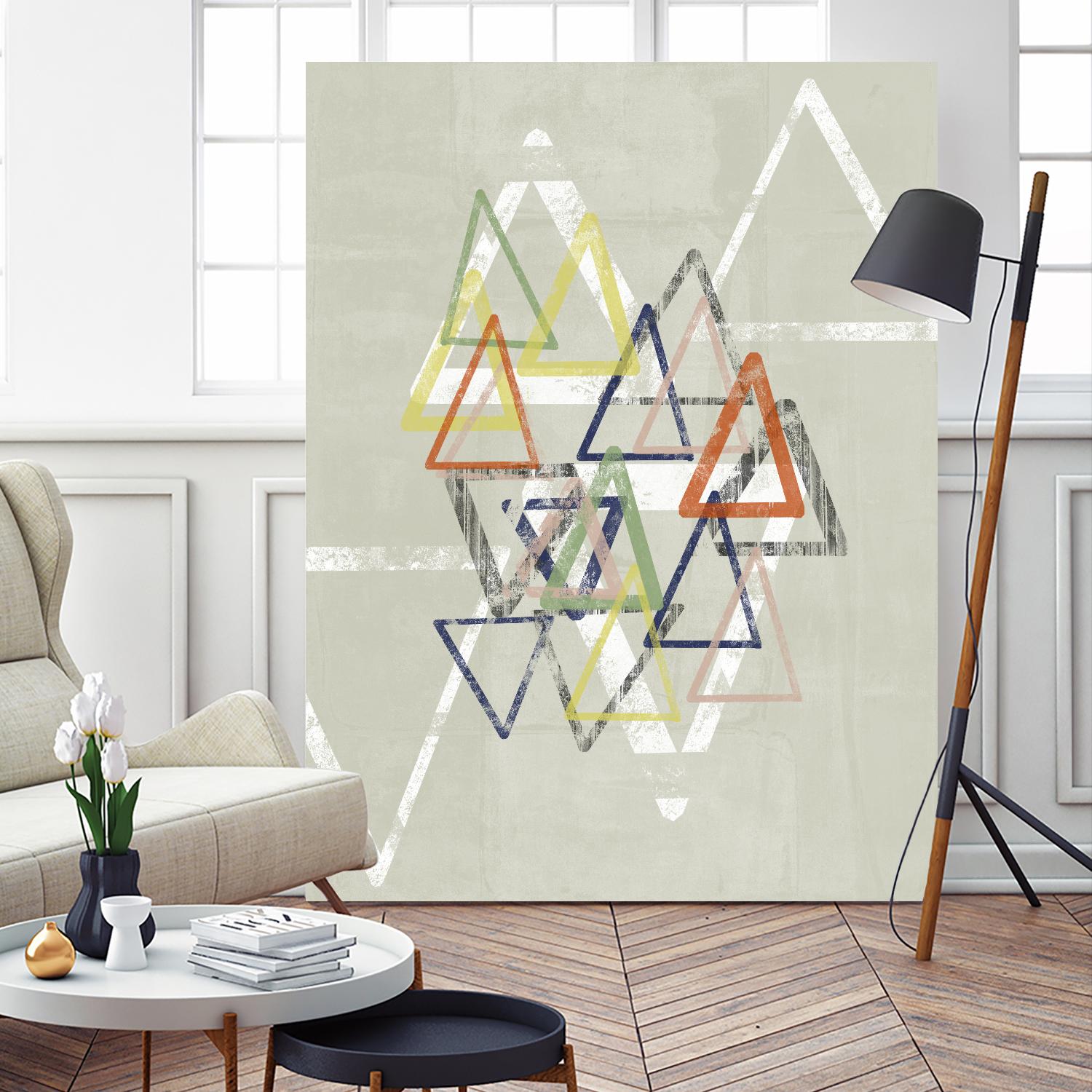 Stamped Triangles II by Jennifer Goldberger on GIANT ART - beige abstract geometrical