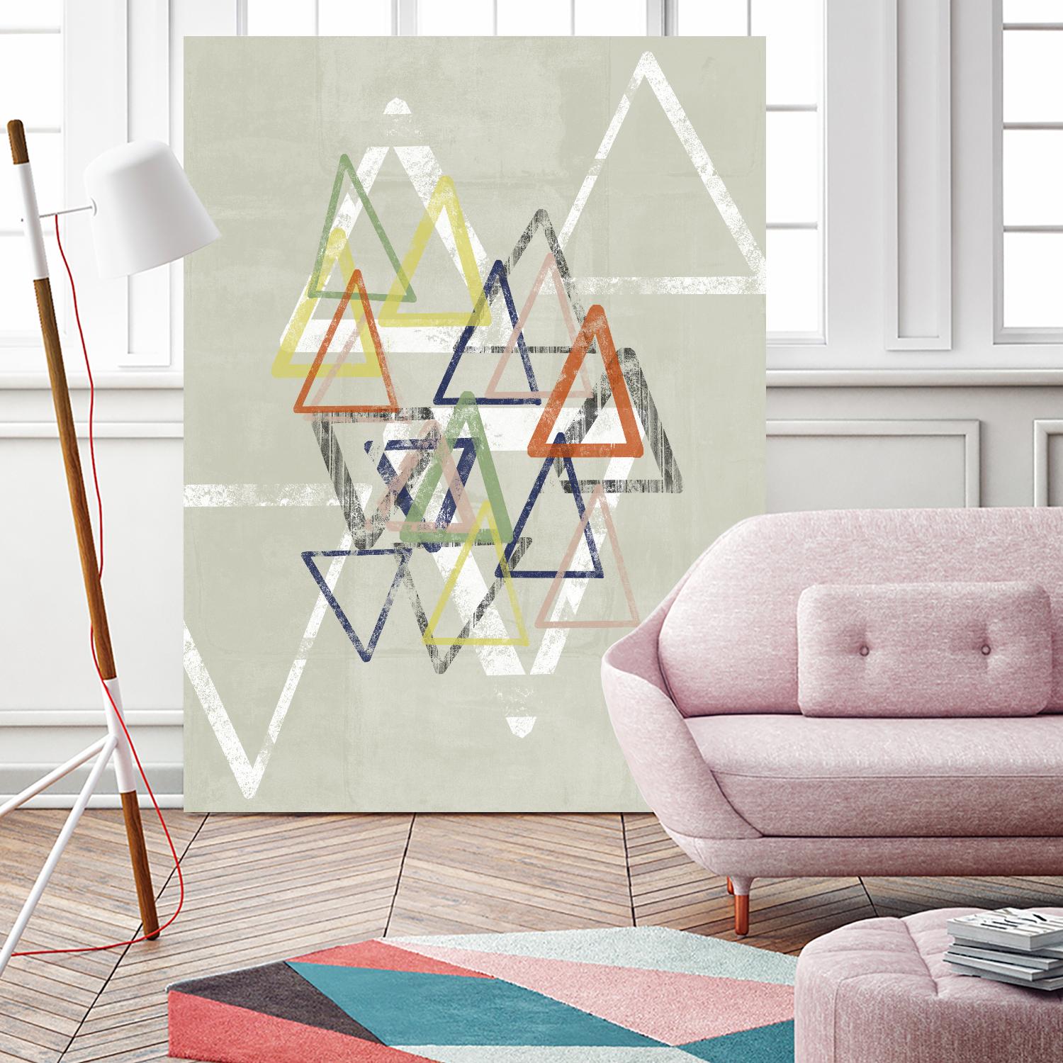 Stamped Triangles II by Jennifer Goldberger on GIANT ART - beige abstract geometrical