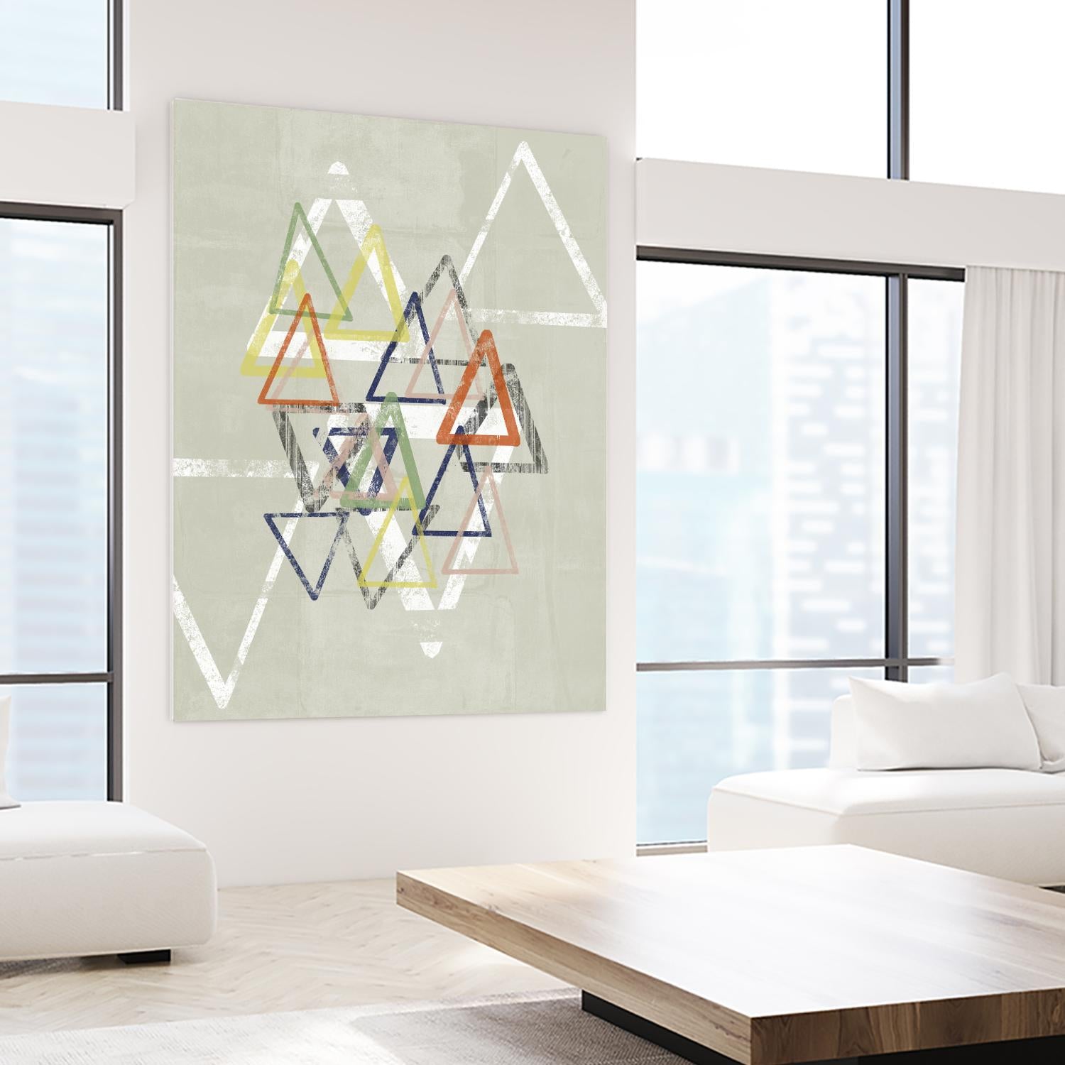 Stamped Triangles II by Jennifer Goldberger on GIANT ART - beige abstract geometrical