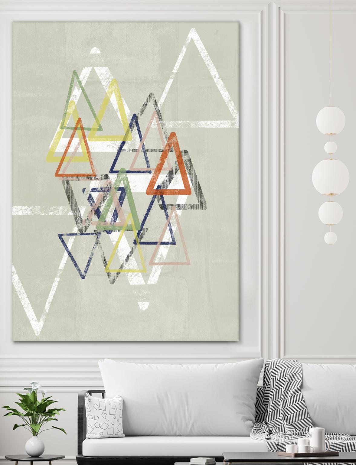 Stamped Triangles II by Jennifer Goldberger on GIANT ART - beige abstract geometrical