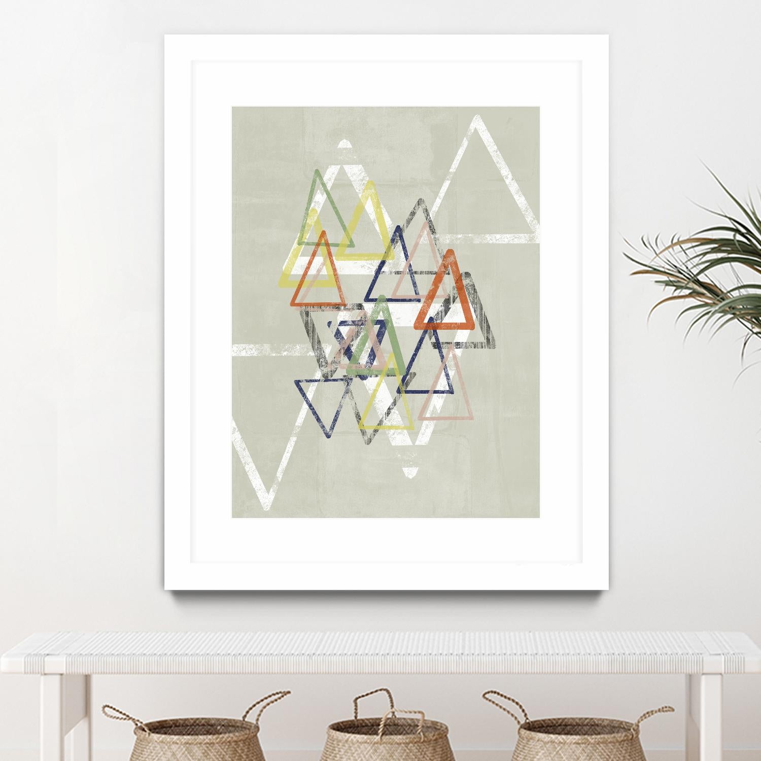 Stamped Triangles II by Jennifer Goldberger on GIANT ART - beige abstract geometrical