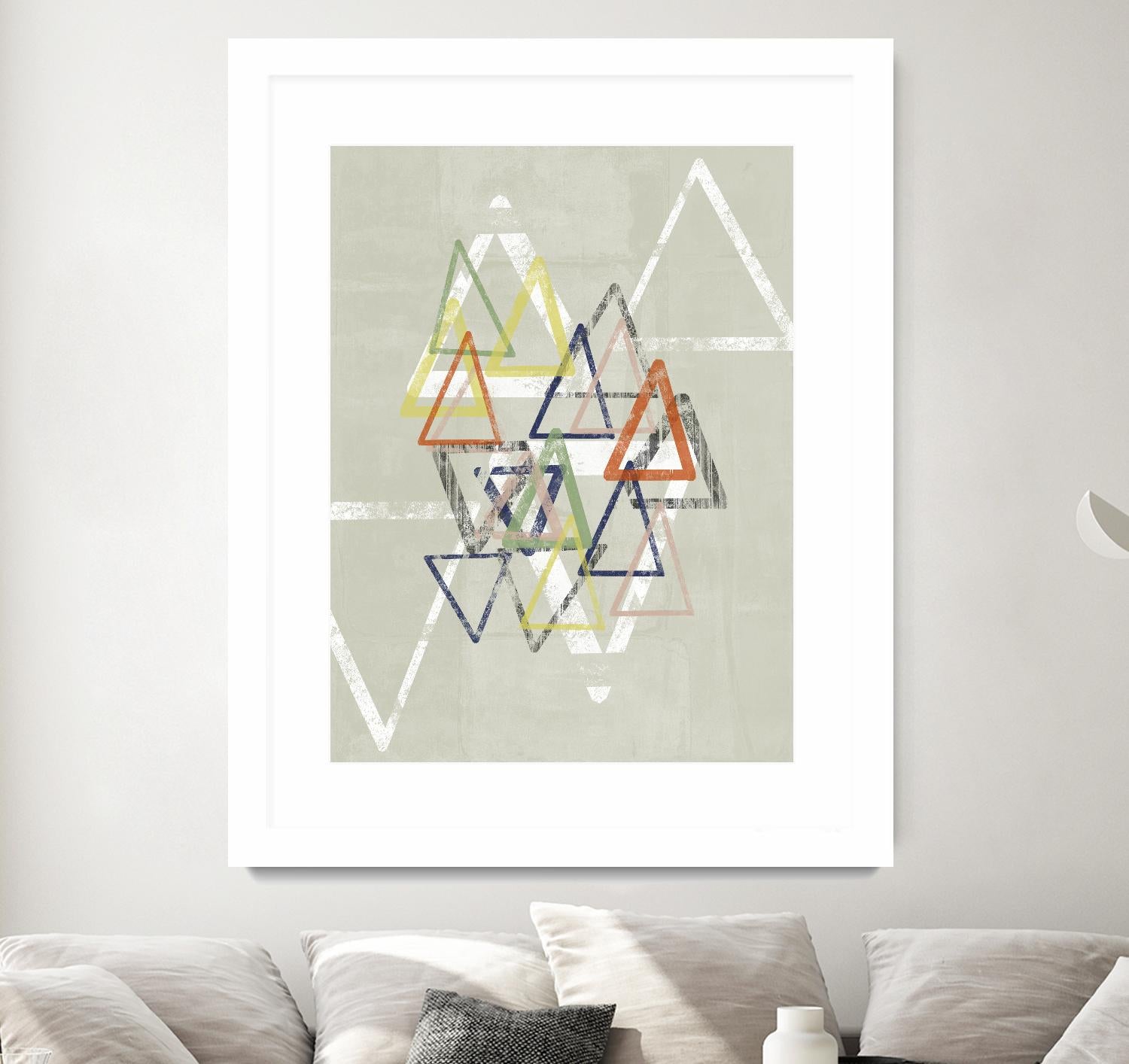 Stamped Triangles II by Jennifer Goldberger on GIANT ART - beige abstract geometrical