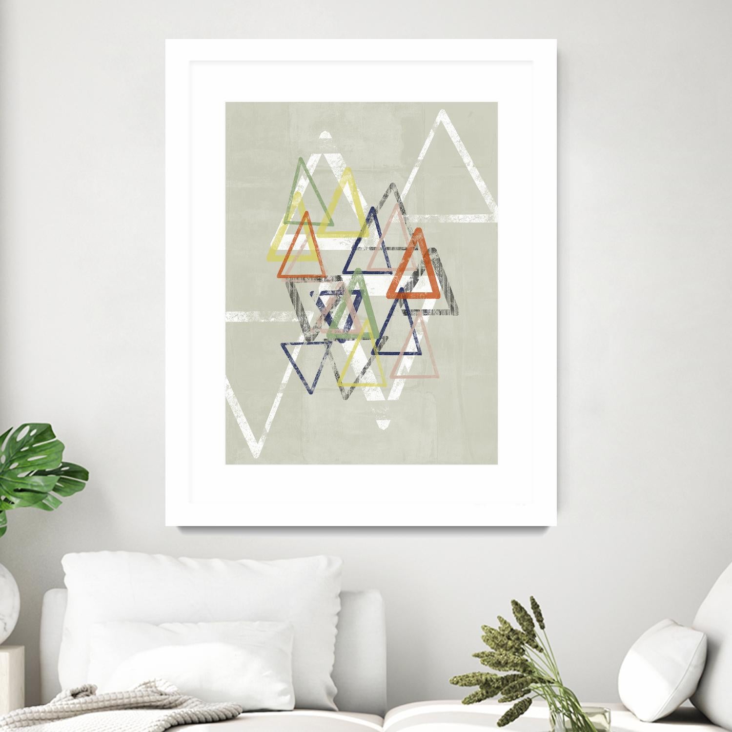 Stamped Triangles II by Jennifer Goldberger on GIANT ART - beige abstract geometrical