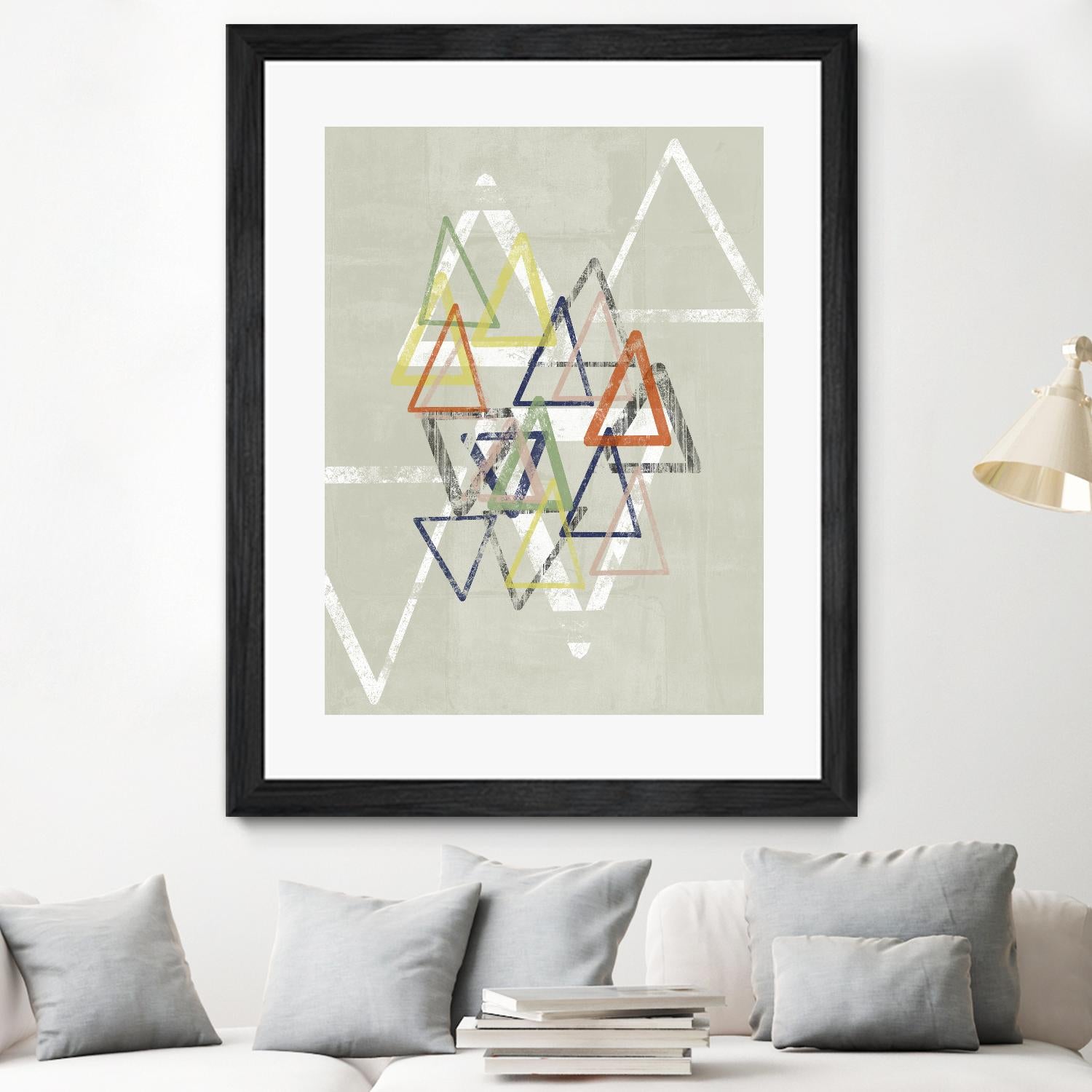 Stamped Triangles II by Jennifer Goldberger on GIANT ART - beige abstract geometrical