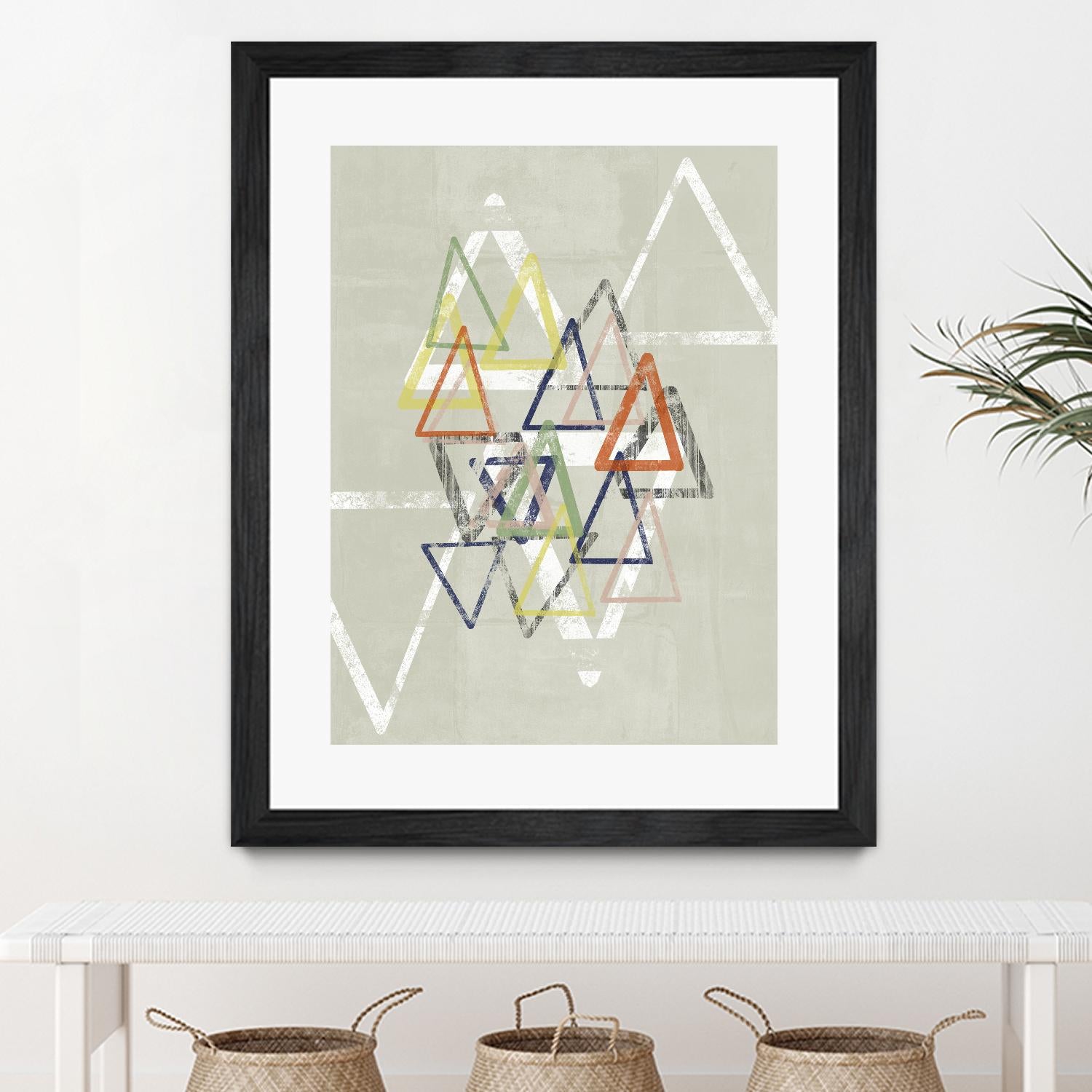 Stamped Triangles II by Jennifer Goldberger on GIANT ART - beige abstract geometrical