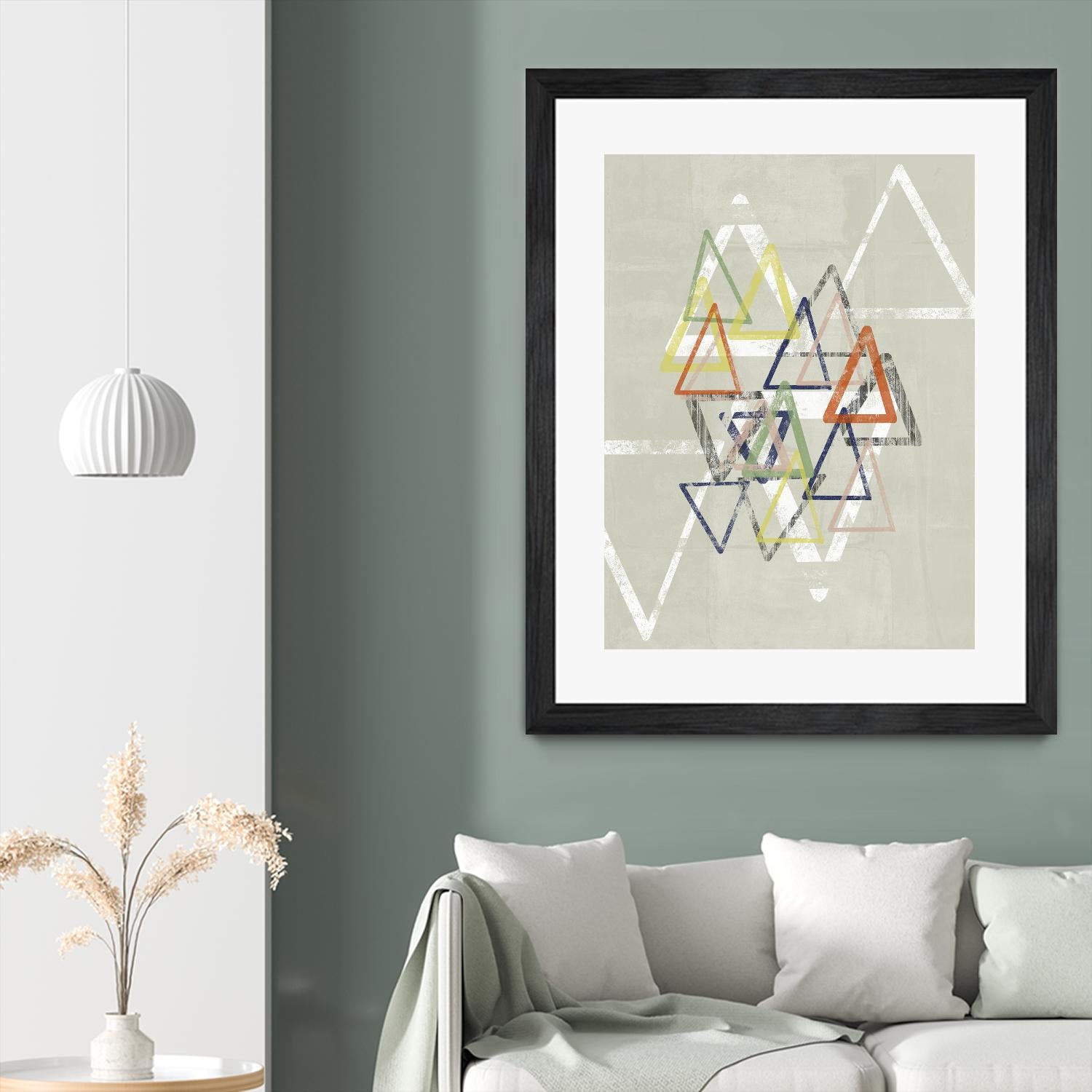 Stamped Triangles II by Jennifer Goldberger on GIANT ART - beige abstract geometrical
