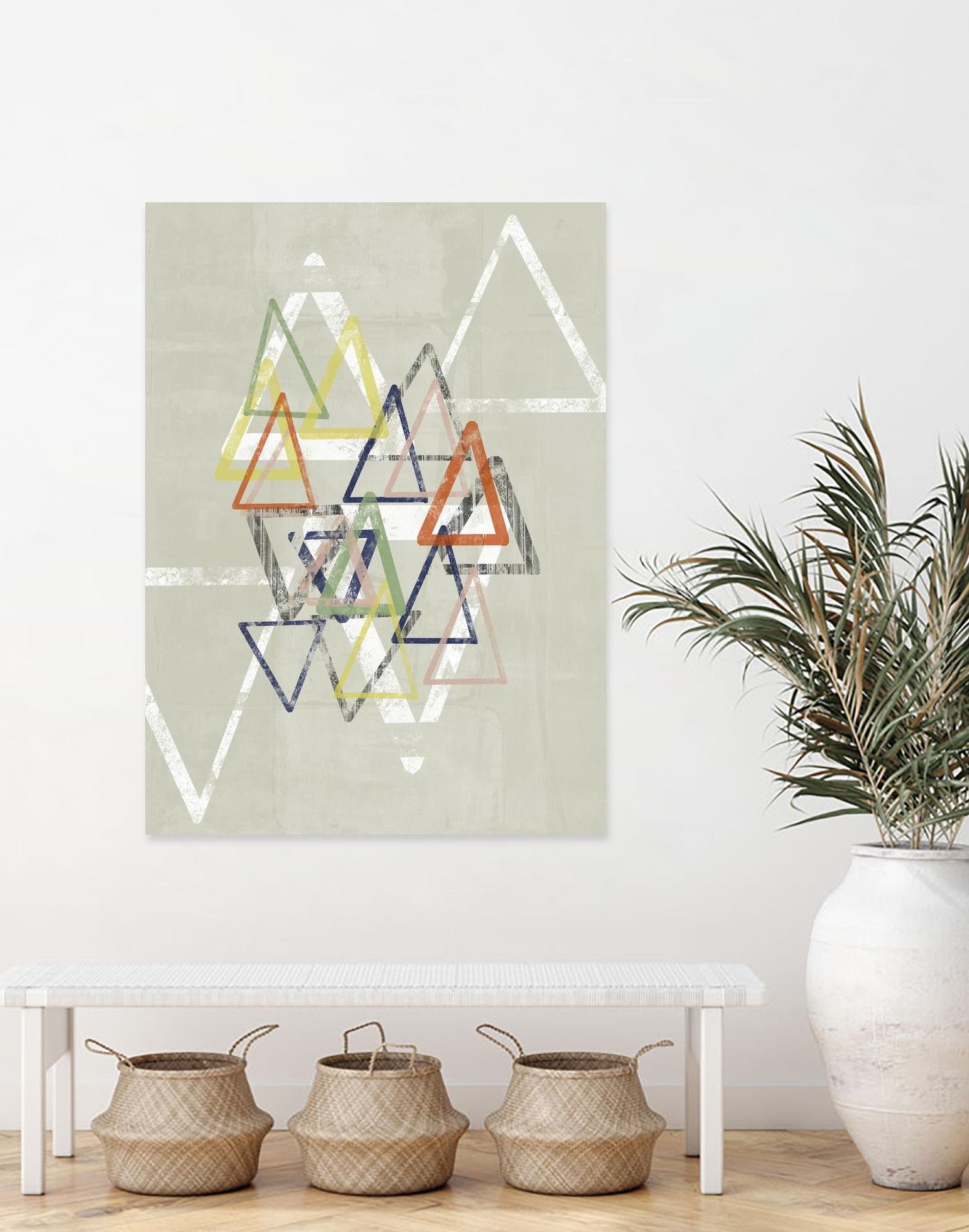 Stamped Triangles II by Jennifer Goldberger on GIANT ART - beige abstract geometrical