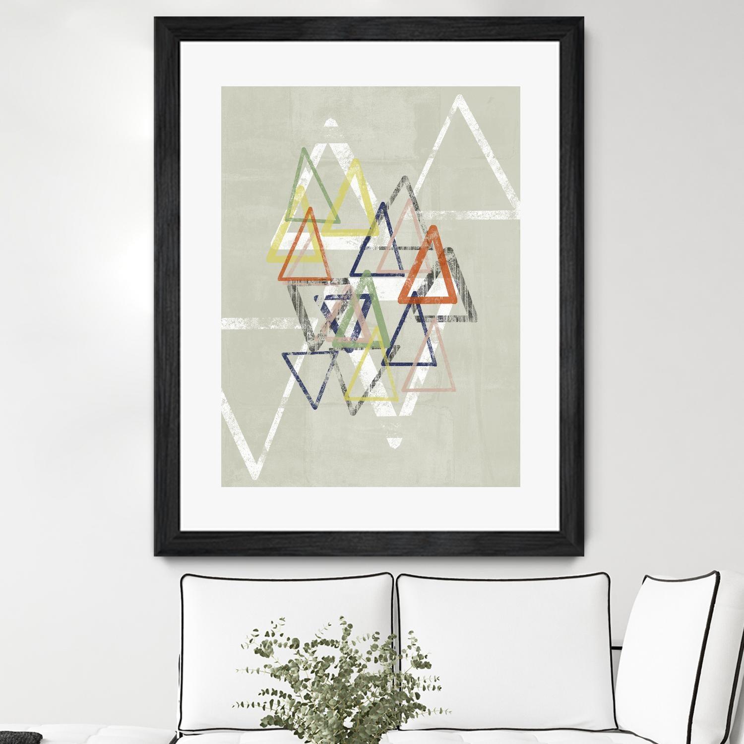 Stamped Triangles II by Jennifer Goldberger on GIANT ART - beige abstract geometrical